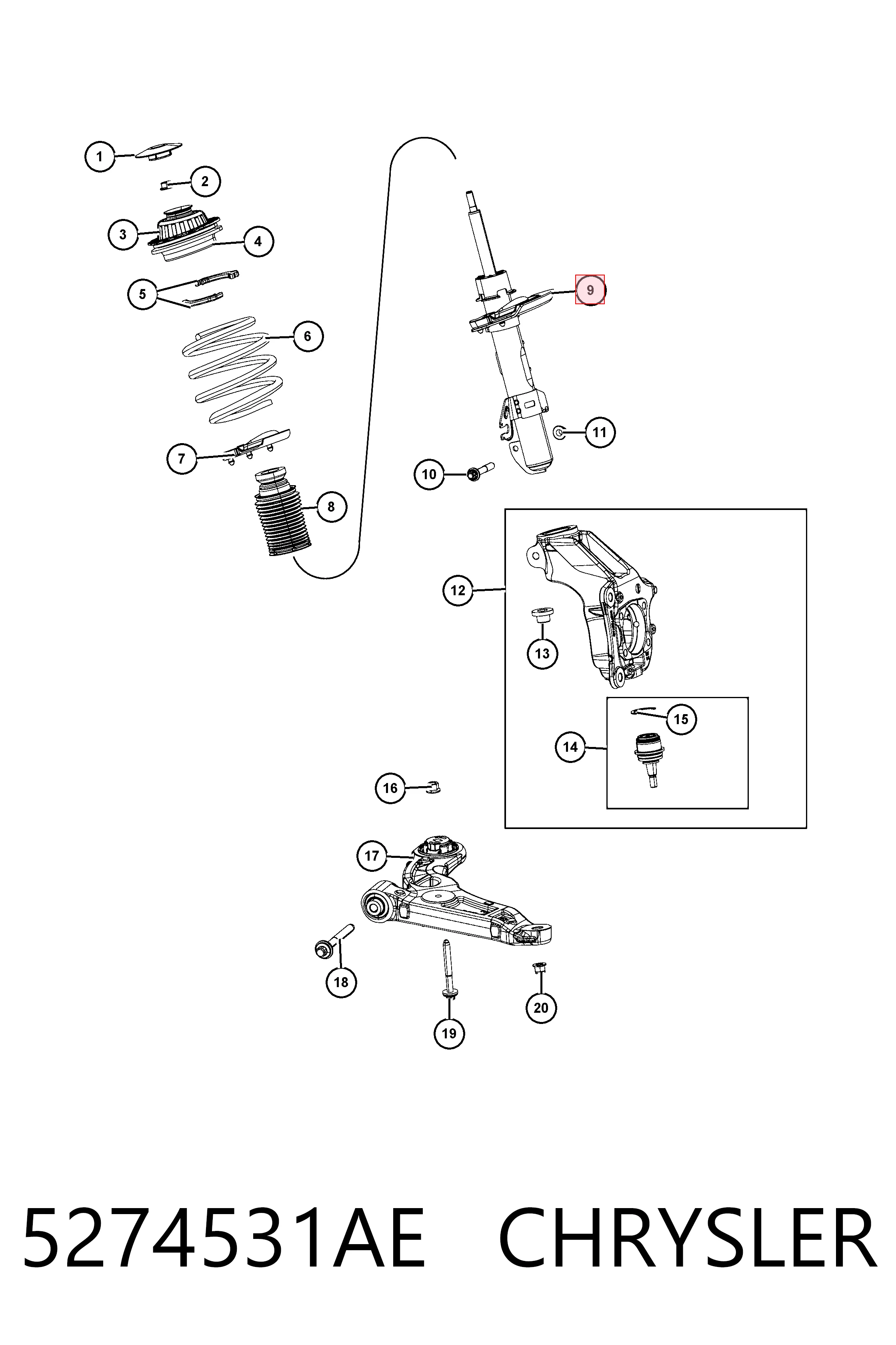 5274531AE Chrysler Ліва передня стійка