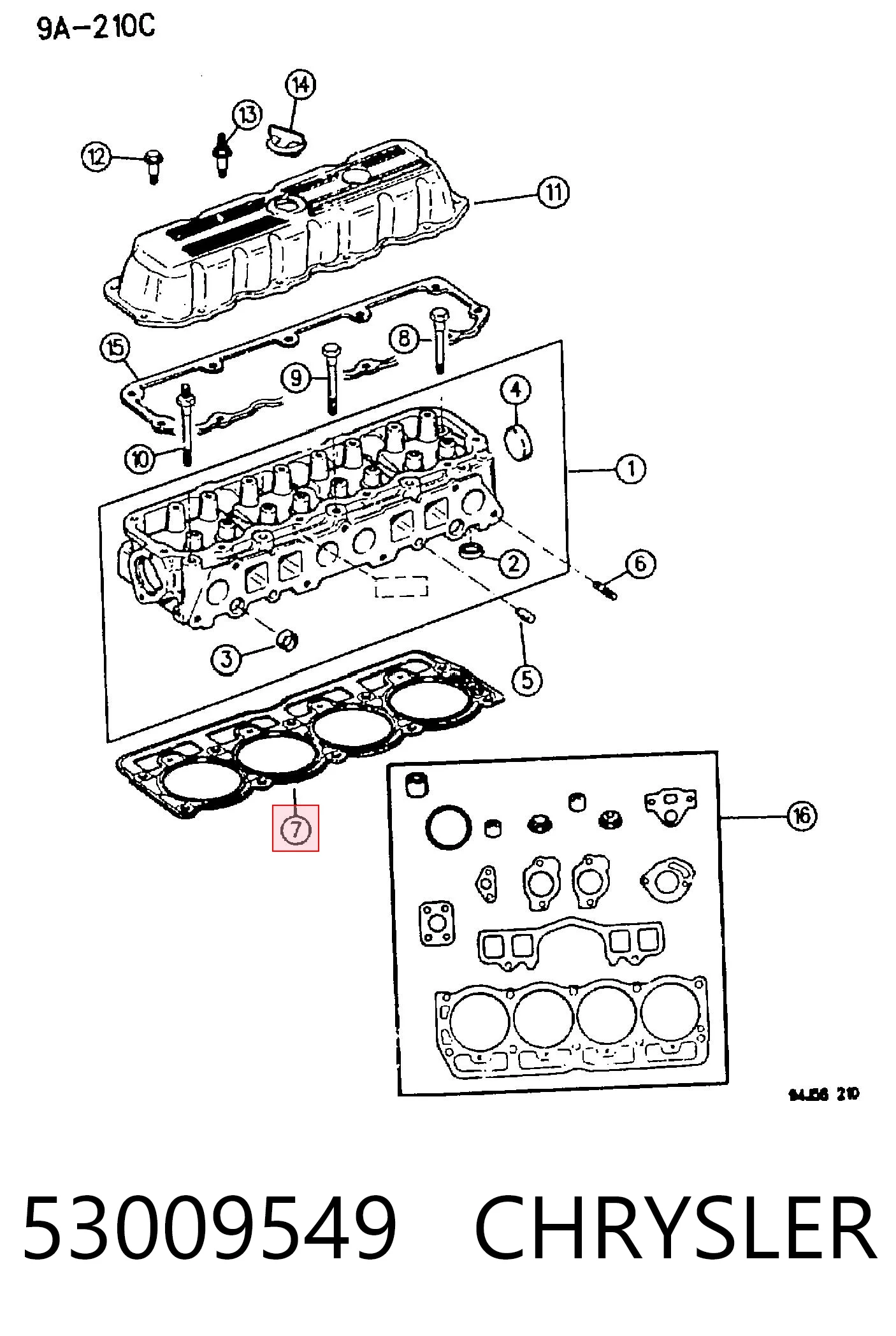 53009549 Chrysler Прокладка під головку