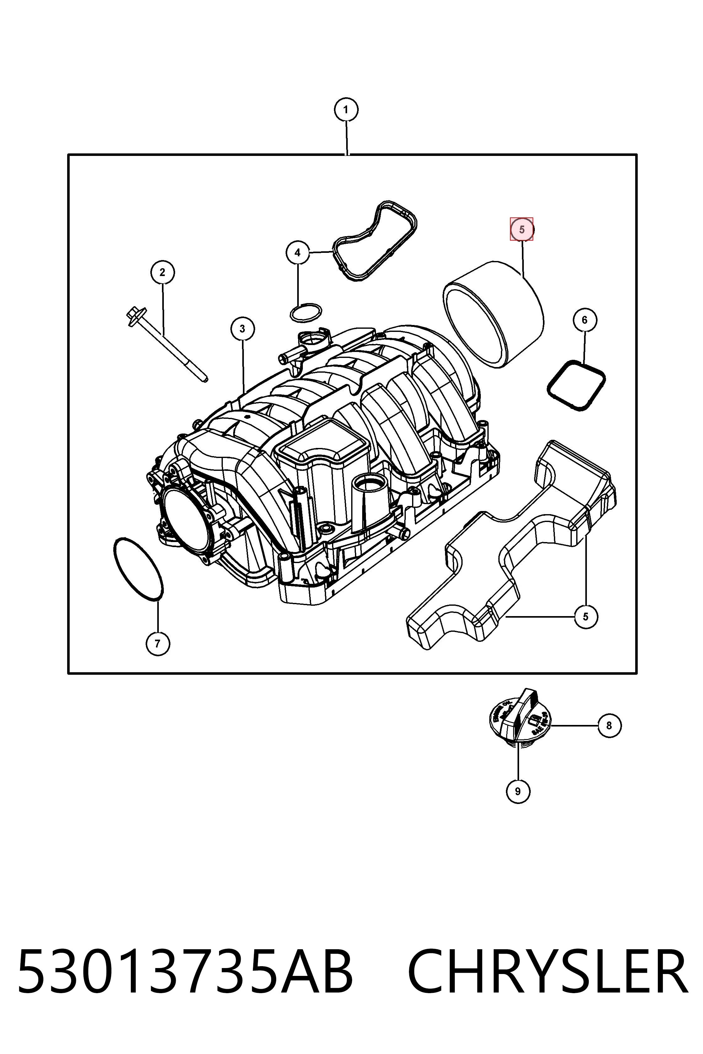 53013735AB Chrysler Колектор впускний