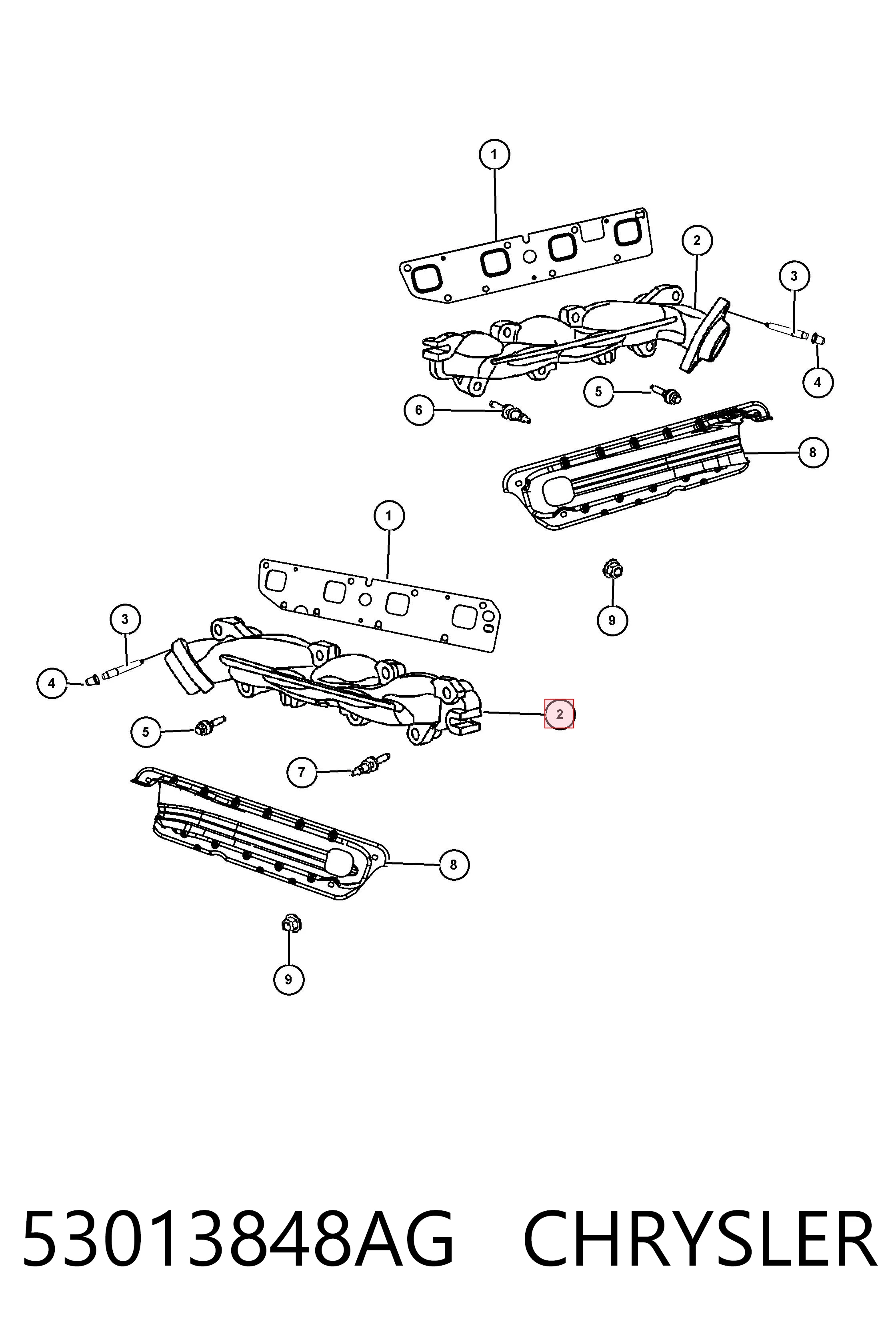 53013848AG Chrysler Колектор випускний, правий