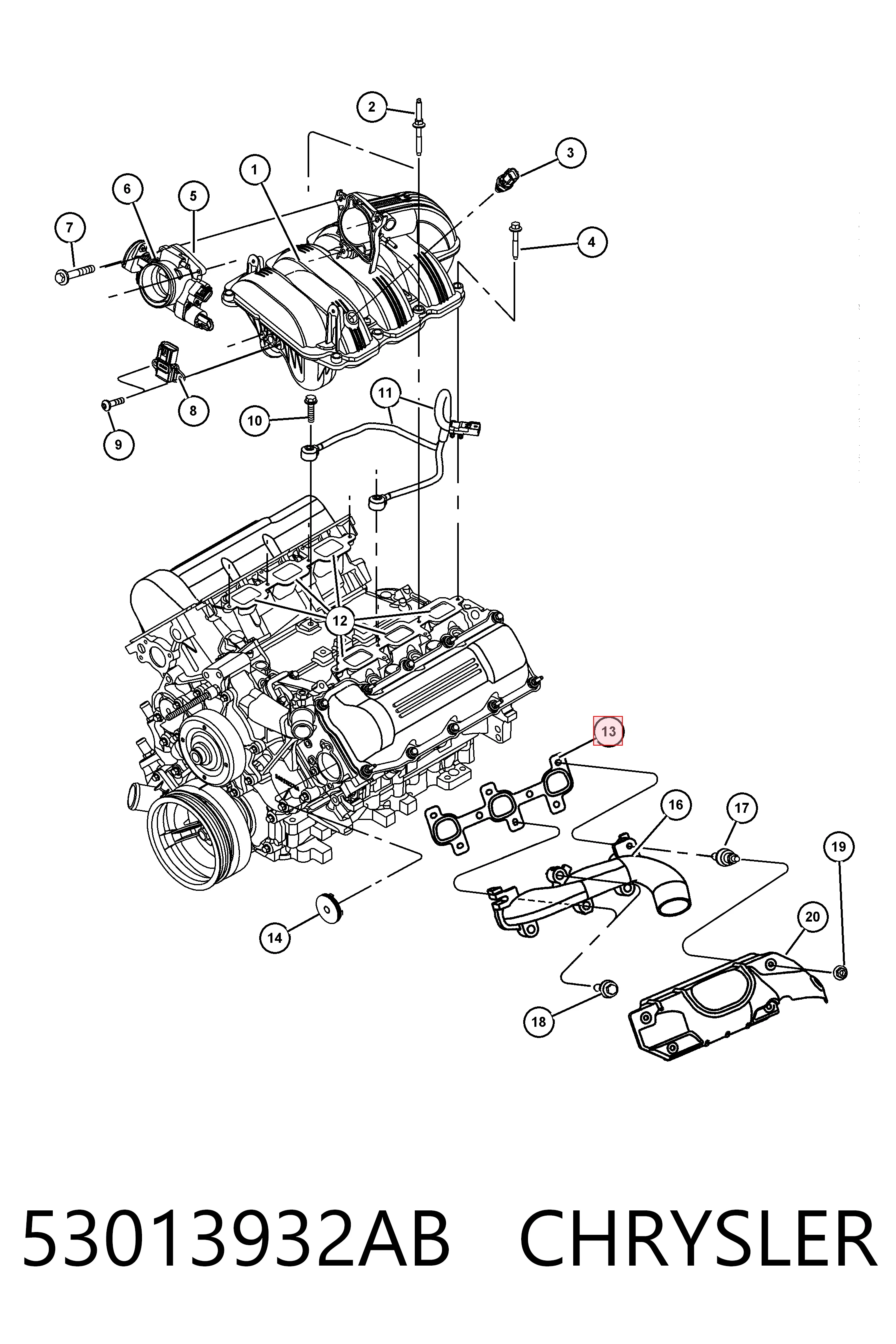 53013932AB Chrysler Прокладка випускного колектора, права