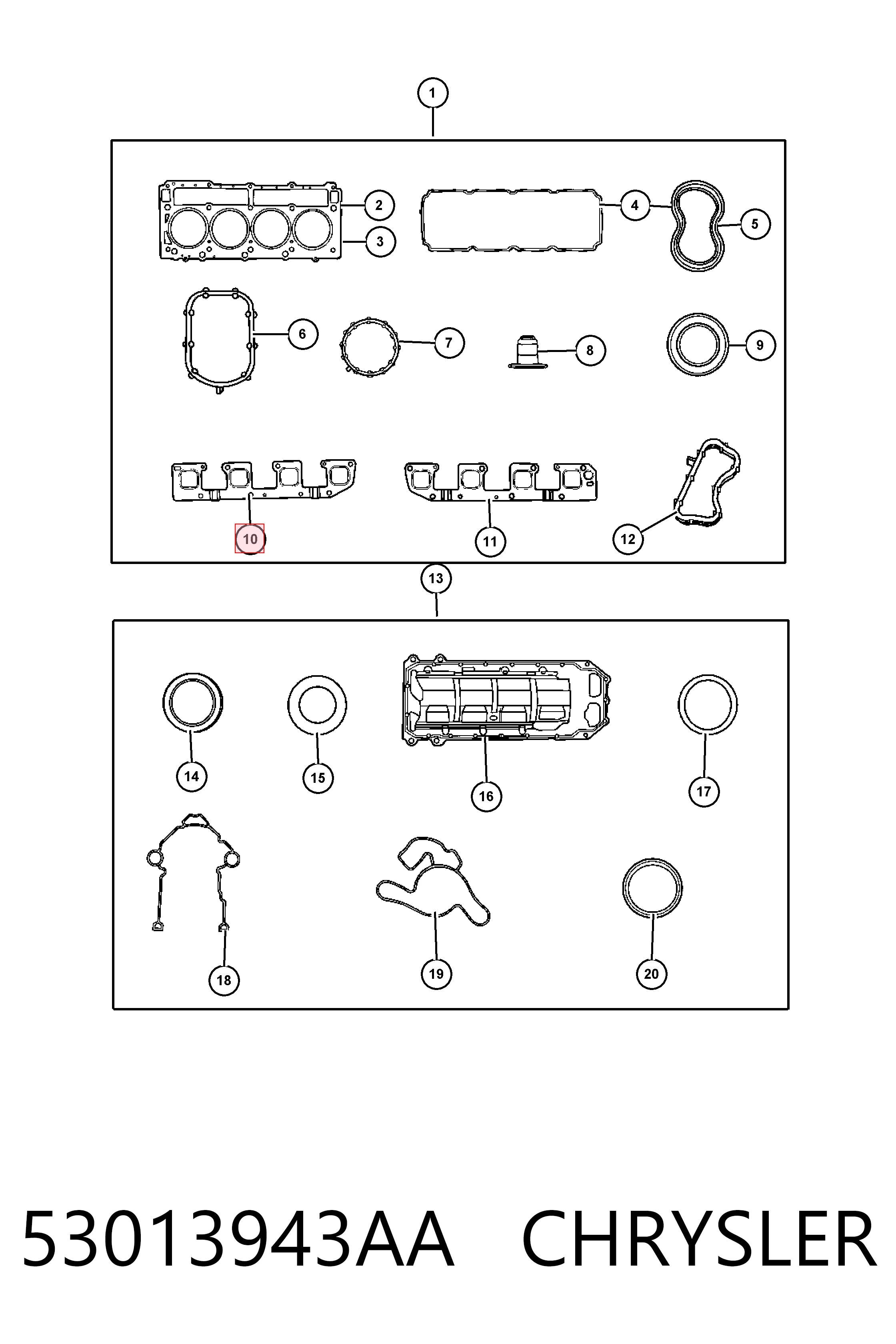 53013943AA Chrysler Прокладка випускного колектора, ліва