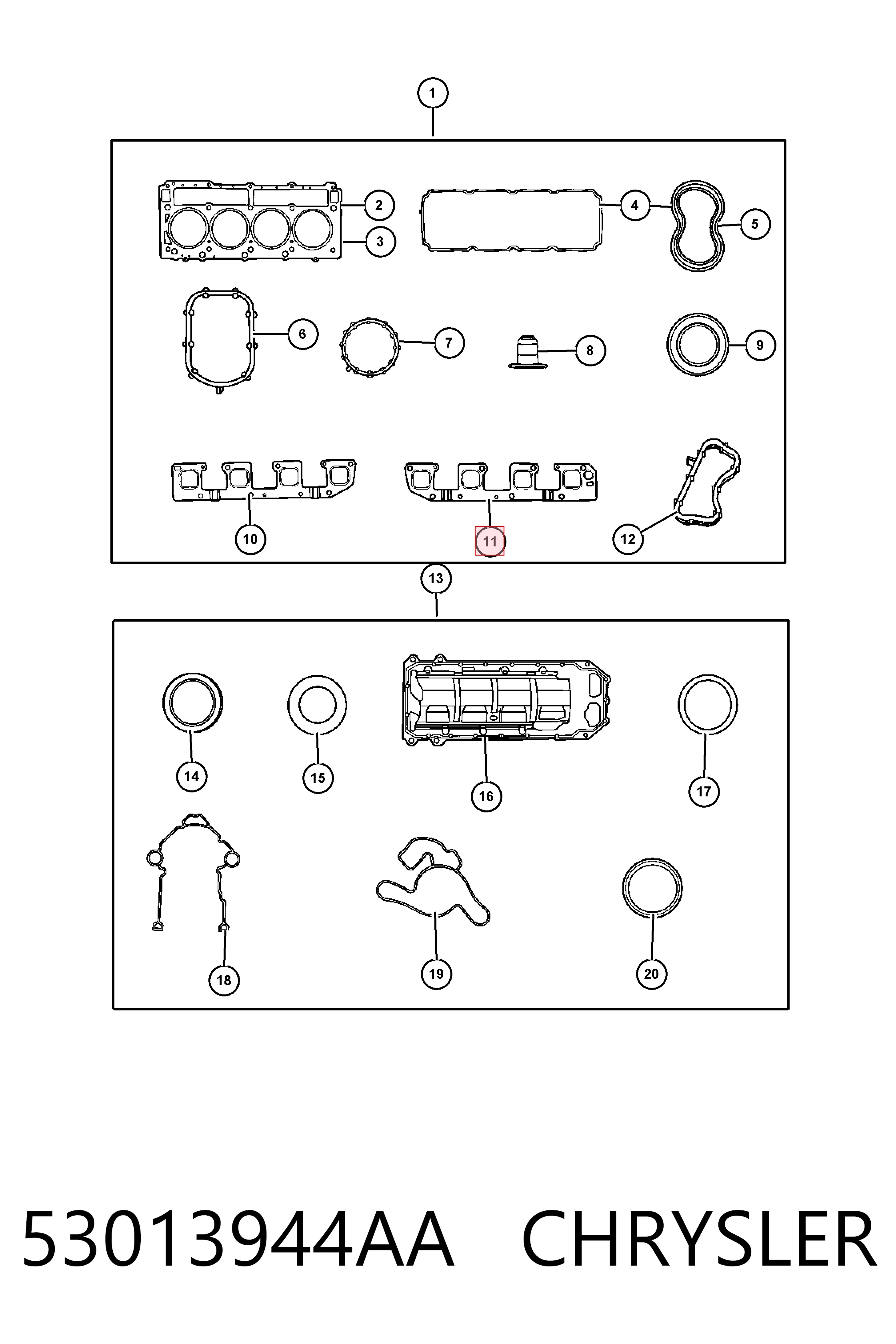 53013944AA Chrysler Прокладка випускного колектора, права