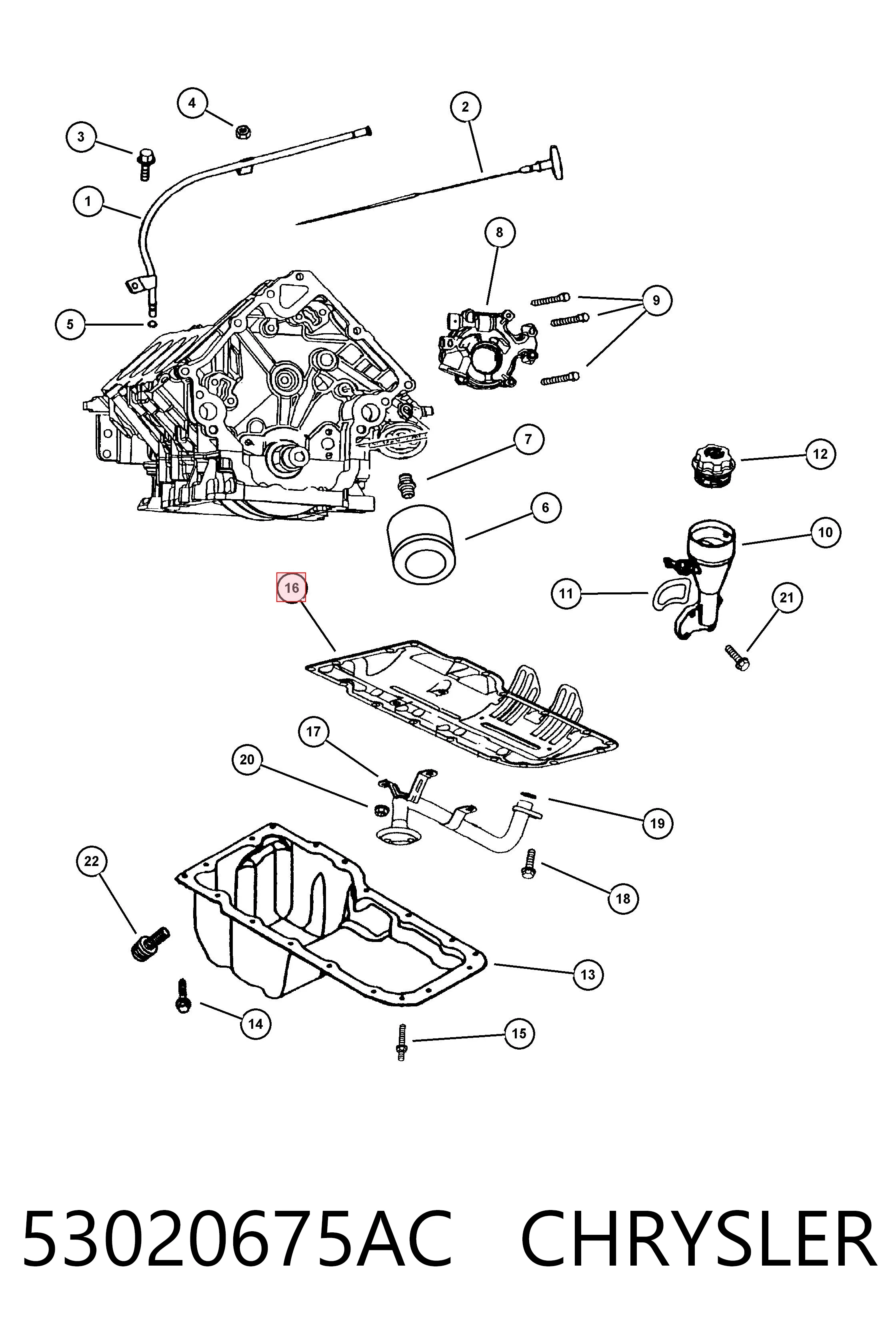 53020675AC Chrysler Прокладка піддону картера двигуна