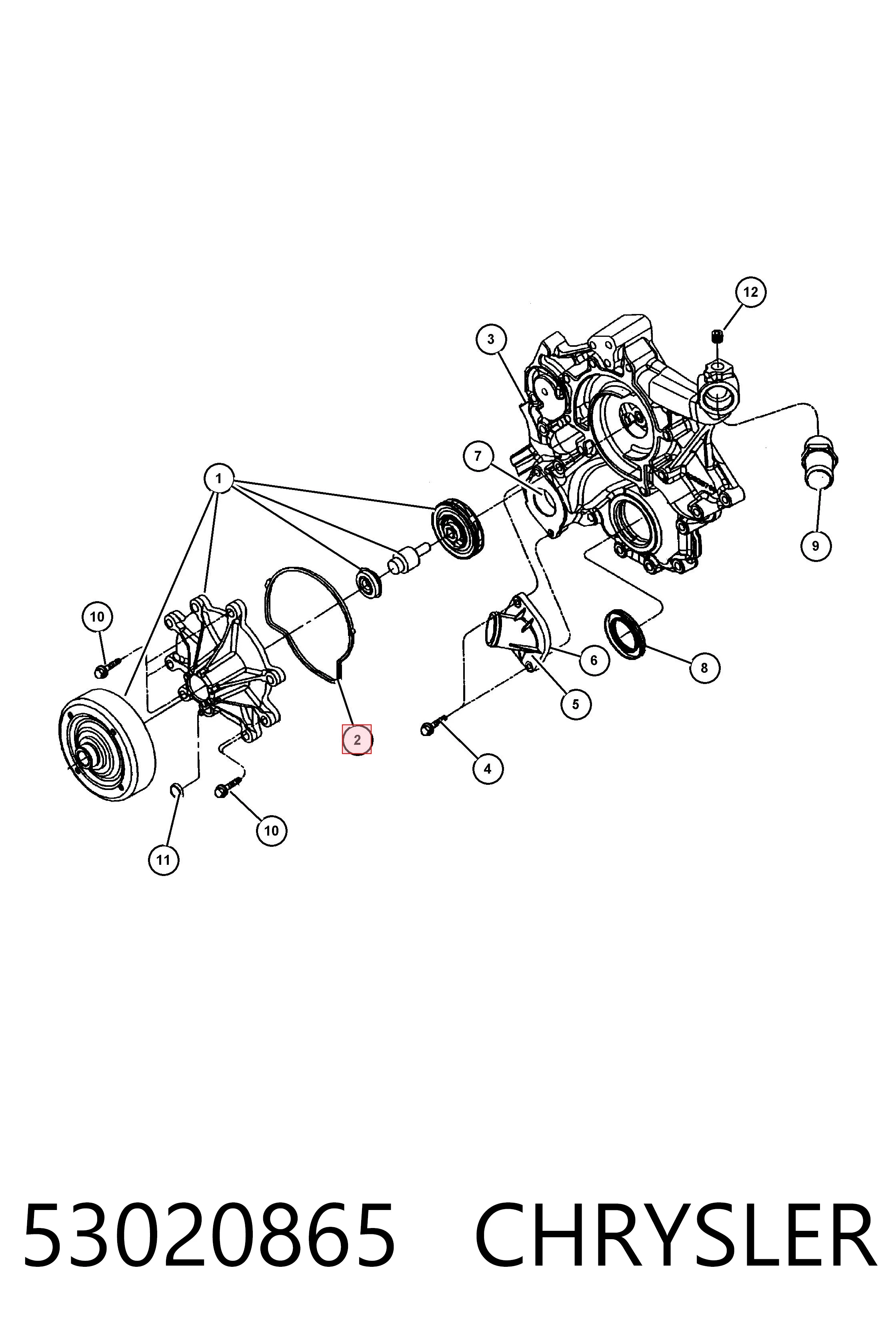 53020865 Chrysler Прокладка водяної помпи