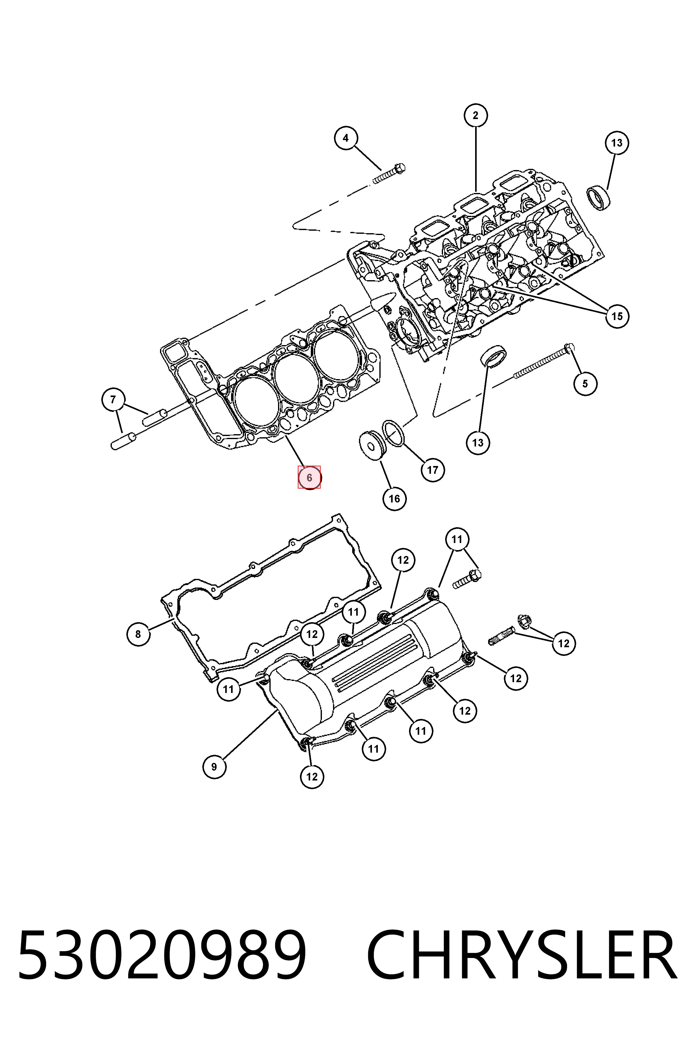 53020989AB Mitsubishi Прокладка під головку