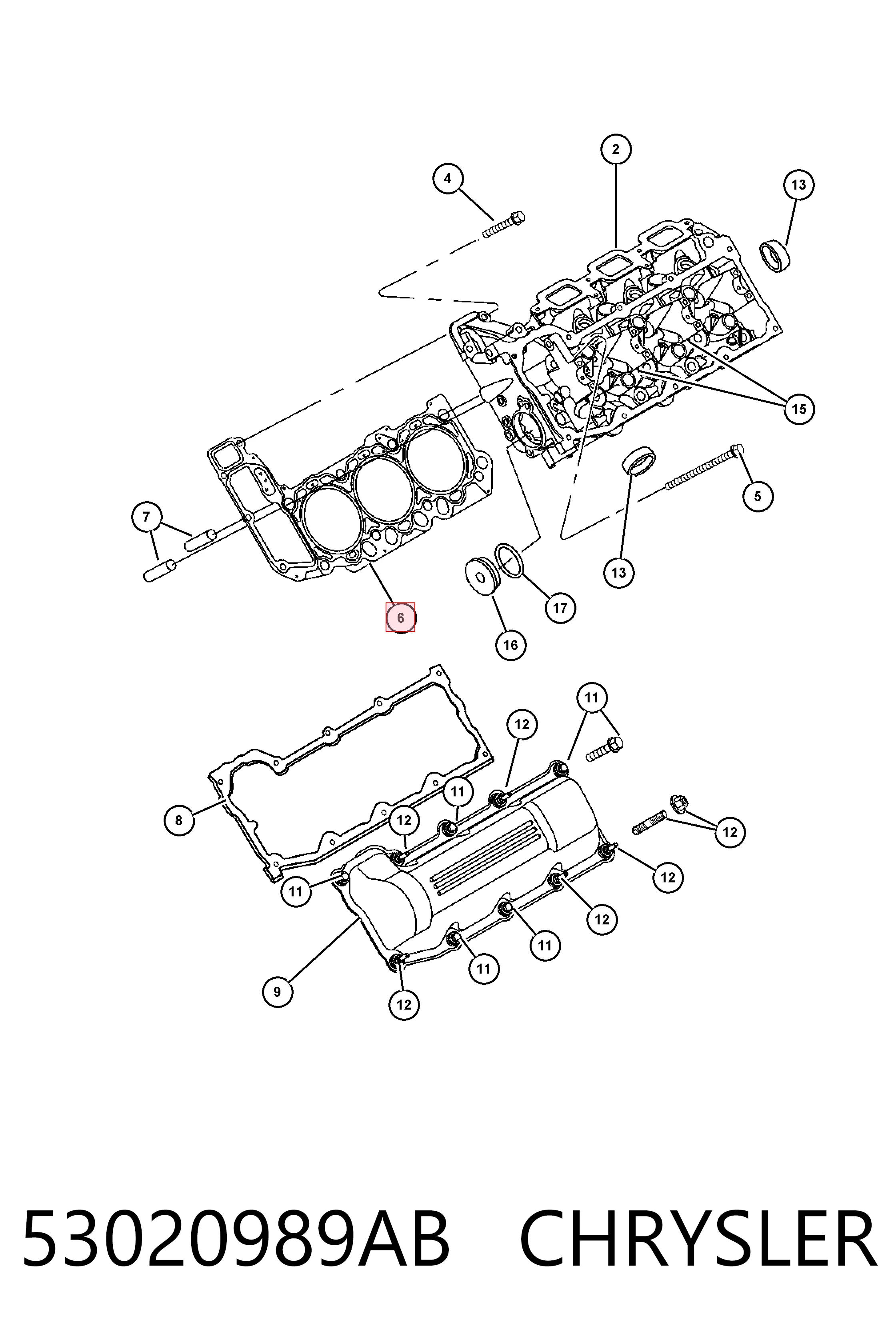 53020989AB Chrysler Прокладка під головку