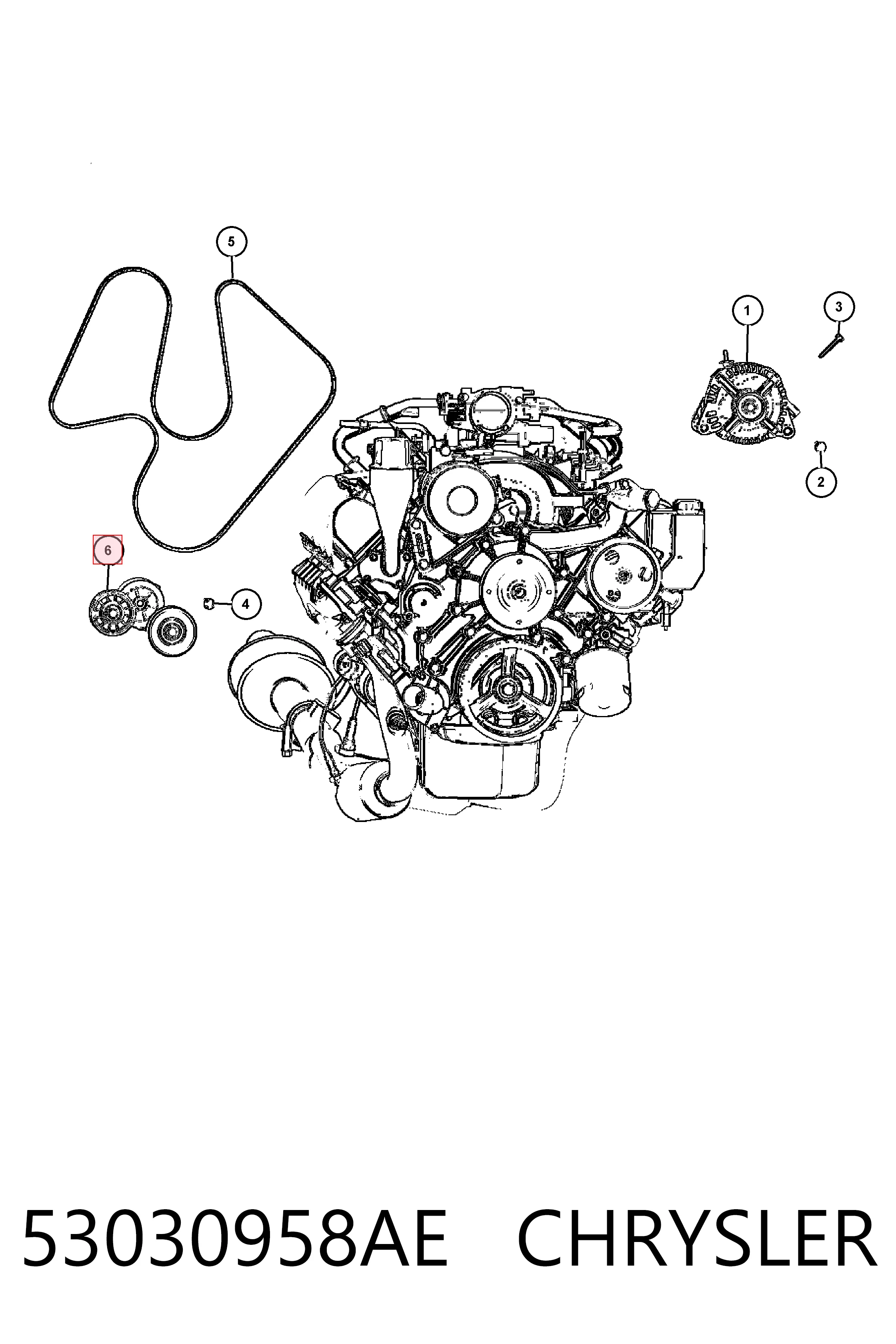 53030958AE Chrysler Натяжна планка поліклинового ременя