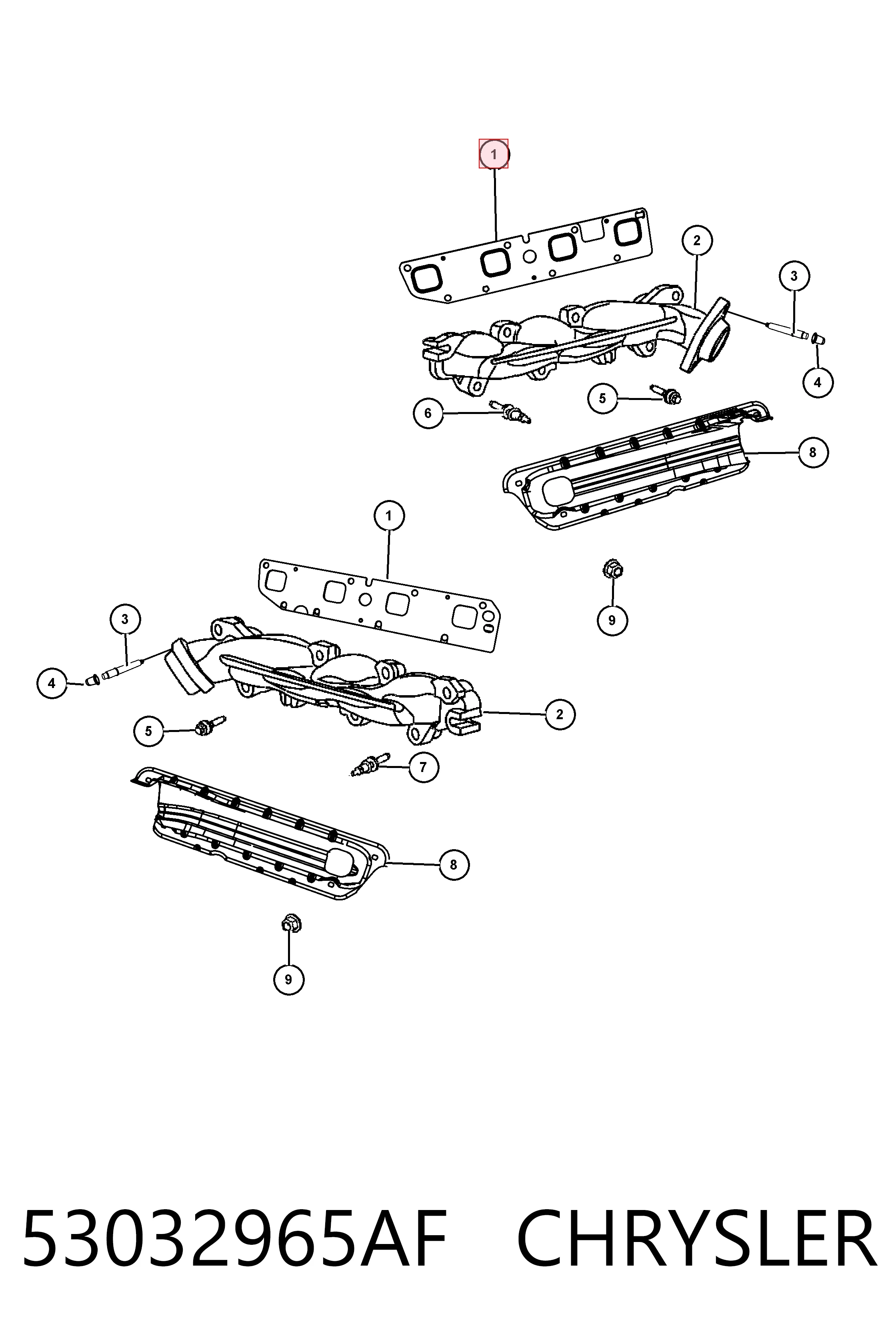 53032965AF Chrysler Прокладка випускного колектора, ліва