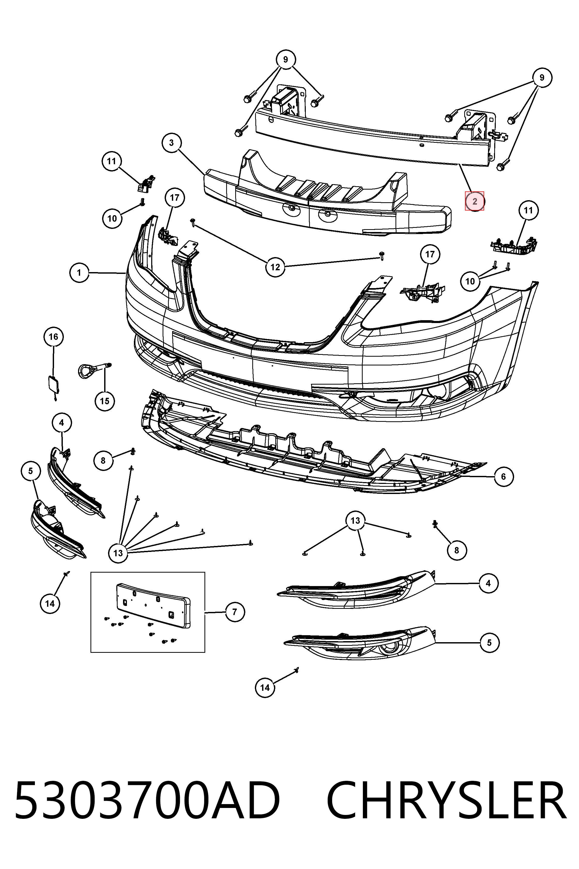 5303700AD Chrysler Балка бампера переднього