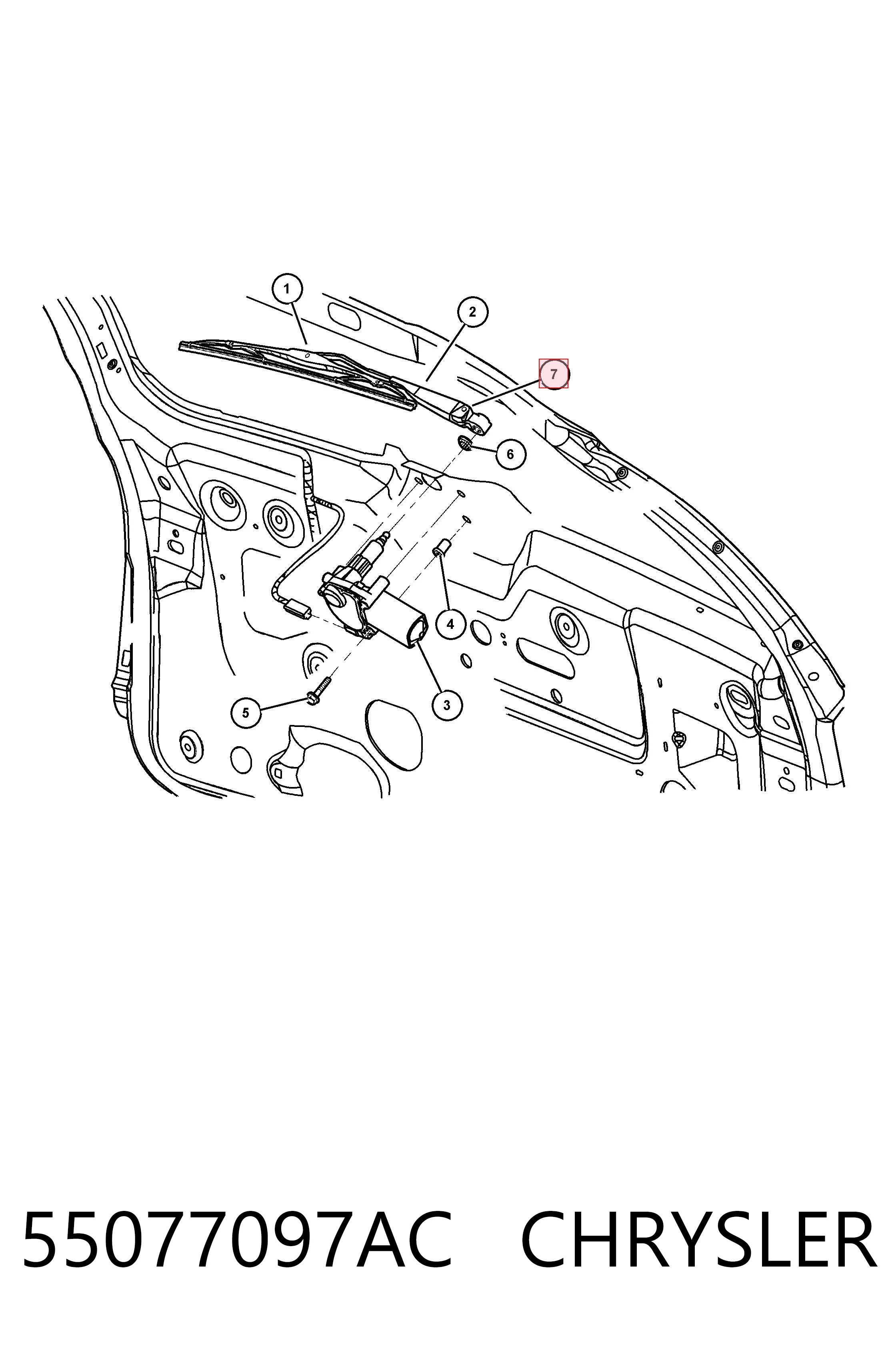 55077097AC Chrysler Важіль-поводок двірника заднього скла