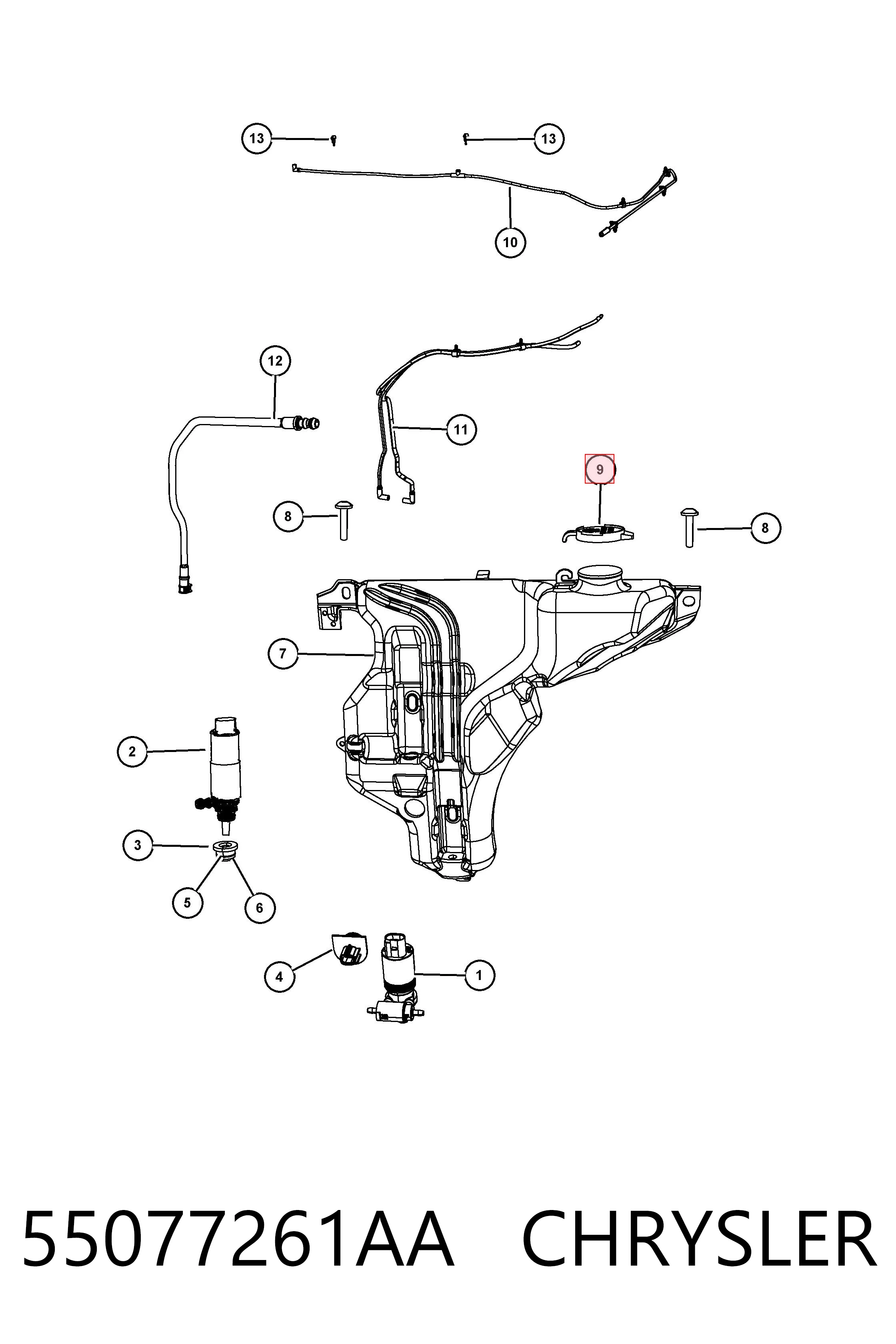 55077261AA Chrysler Кришка бачка омивача