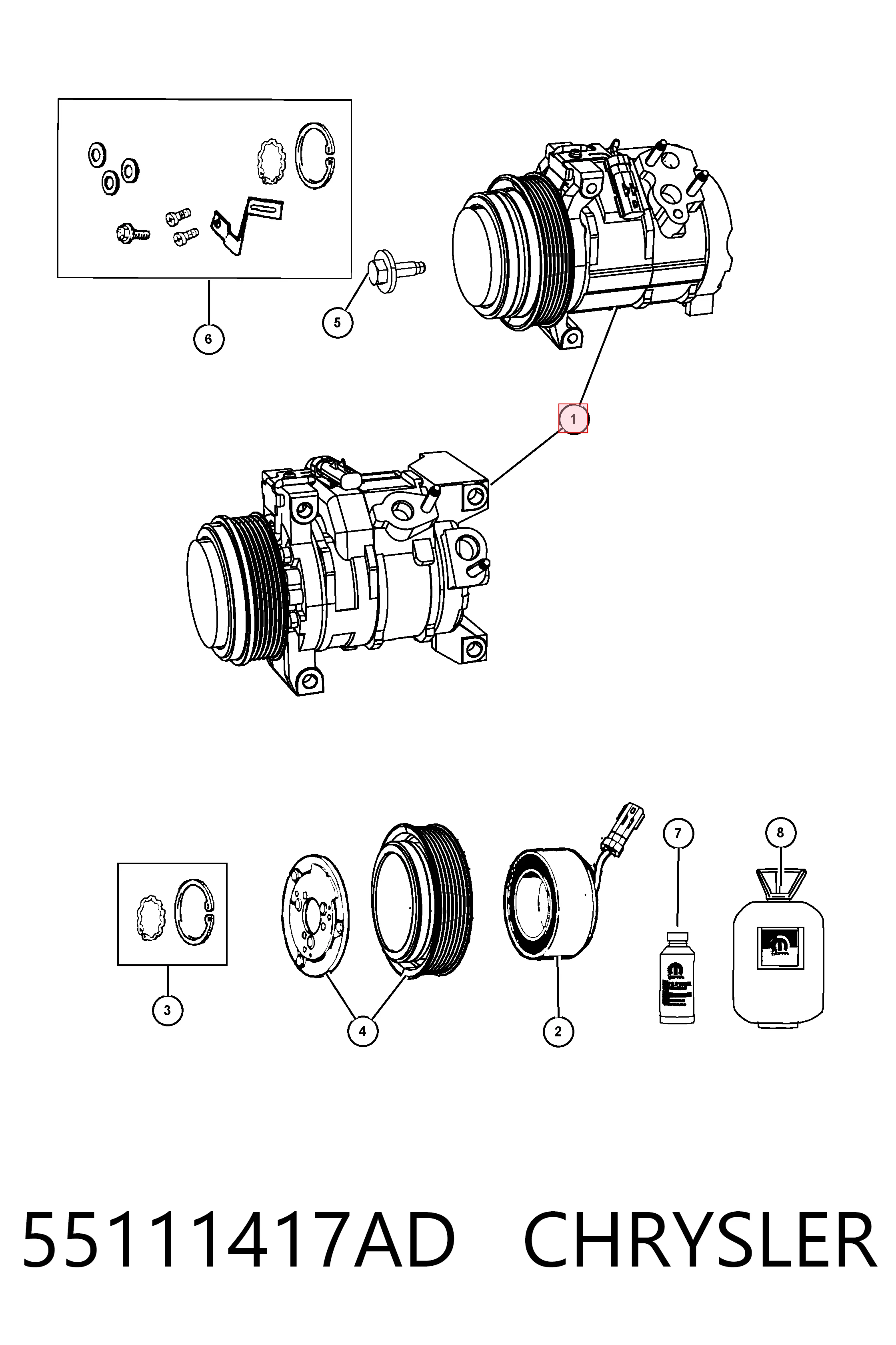 55111417AD Chrysler Компресор холодоагенту