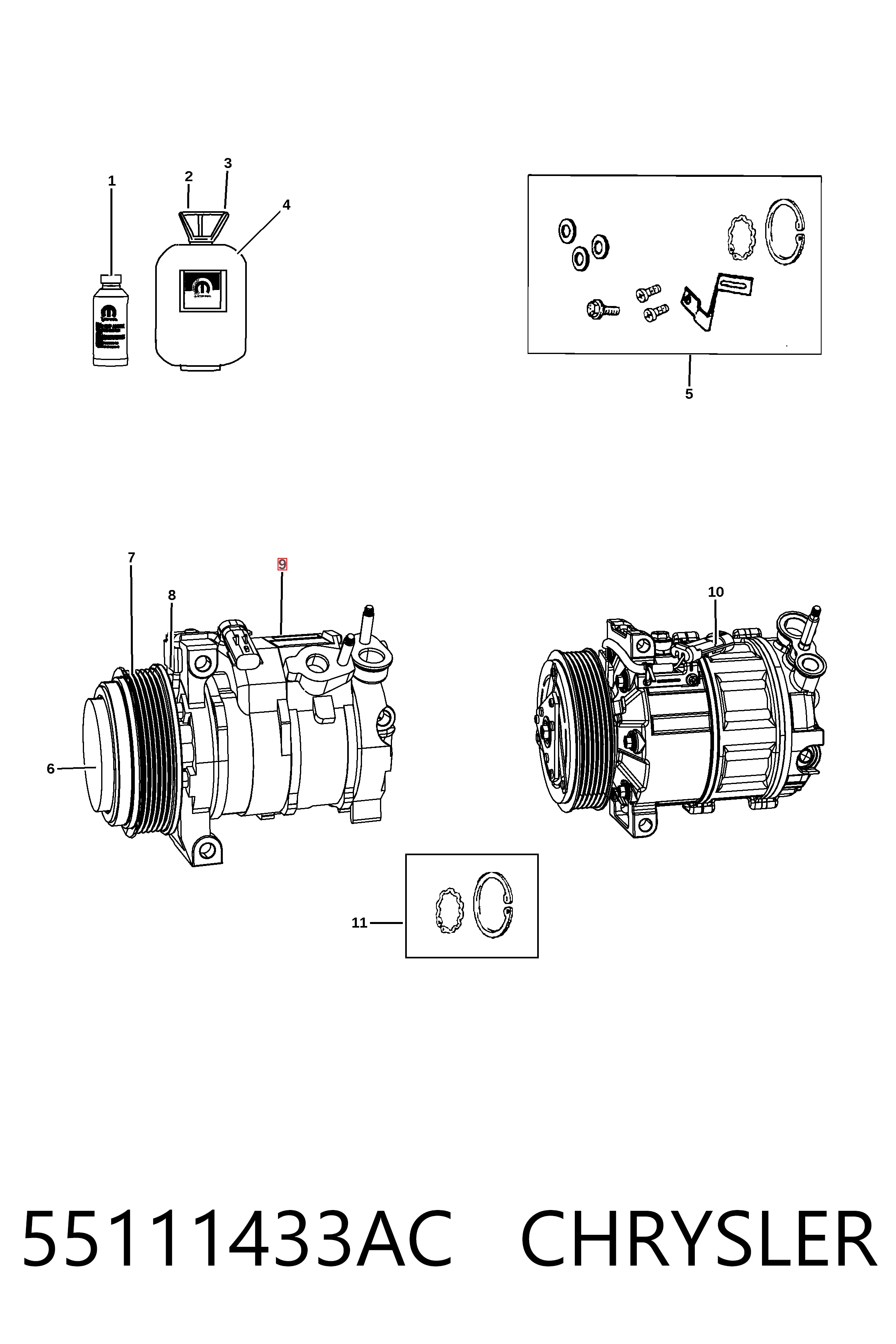 55111433AC Chrysler Компресор холодоагенту