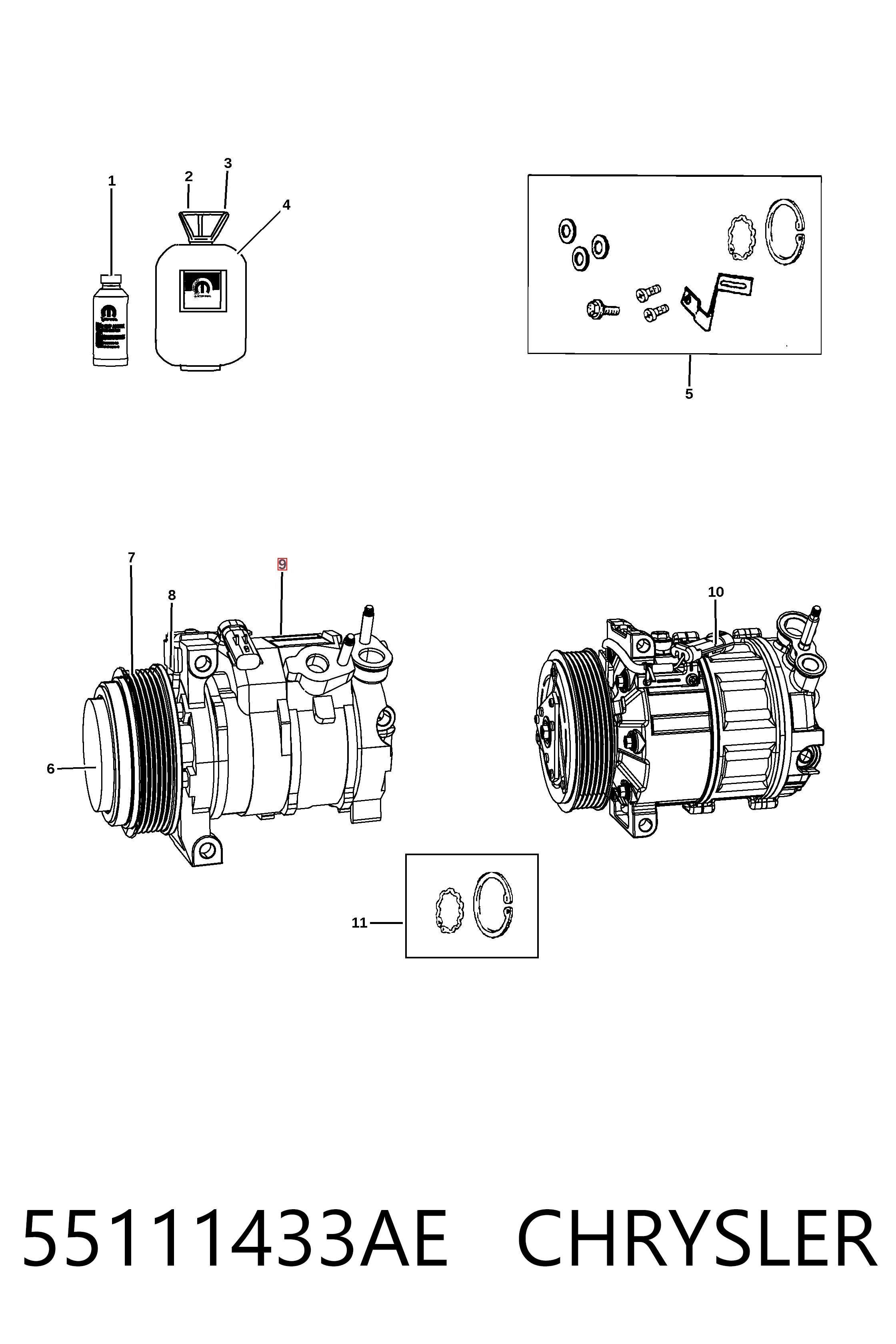 Компресор кондиціонера K55111433AF Fiat/Alfa/Lancia
