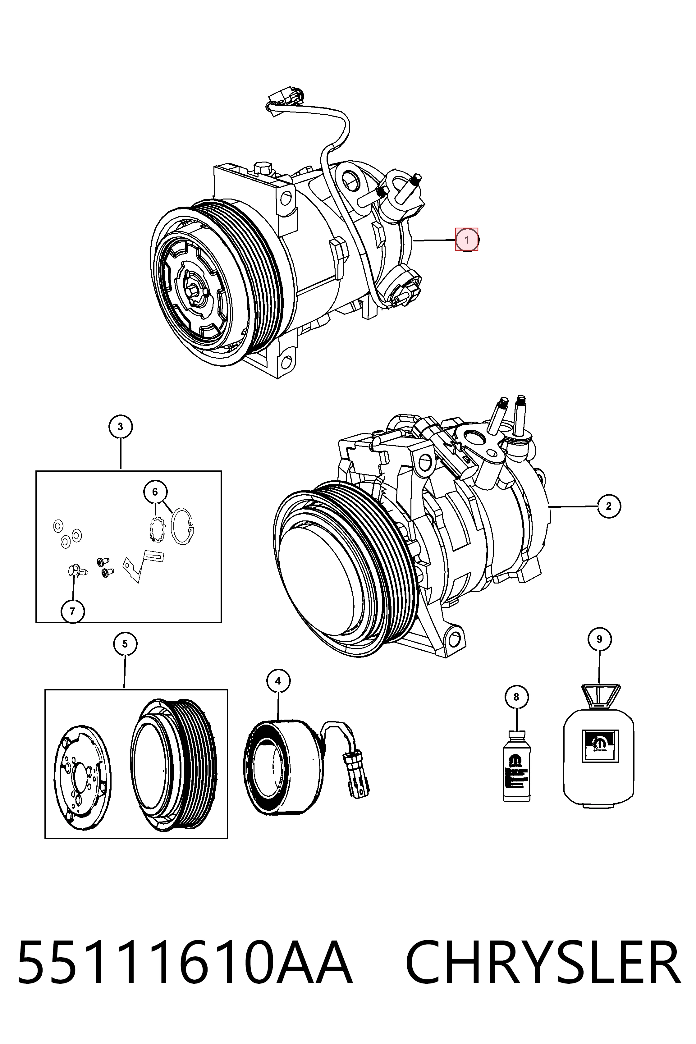 55111610AA Chrysler Компресор холодоагенту