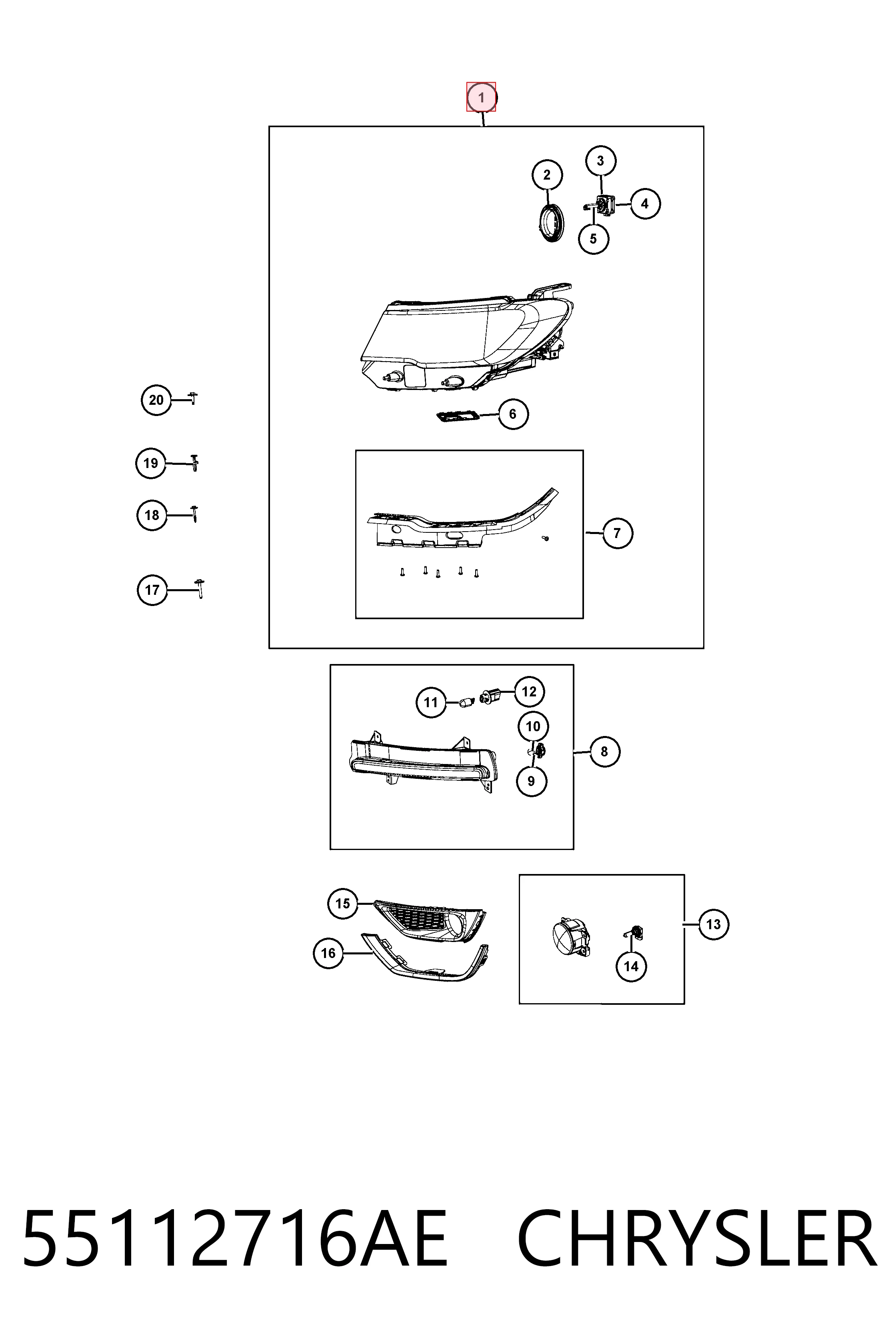 K55112716AA Fiat/Alfa/Lancia Основна фара - вставка