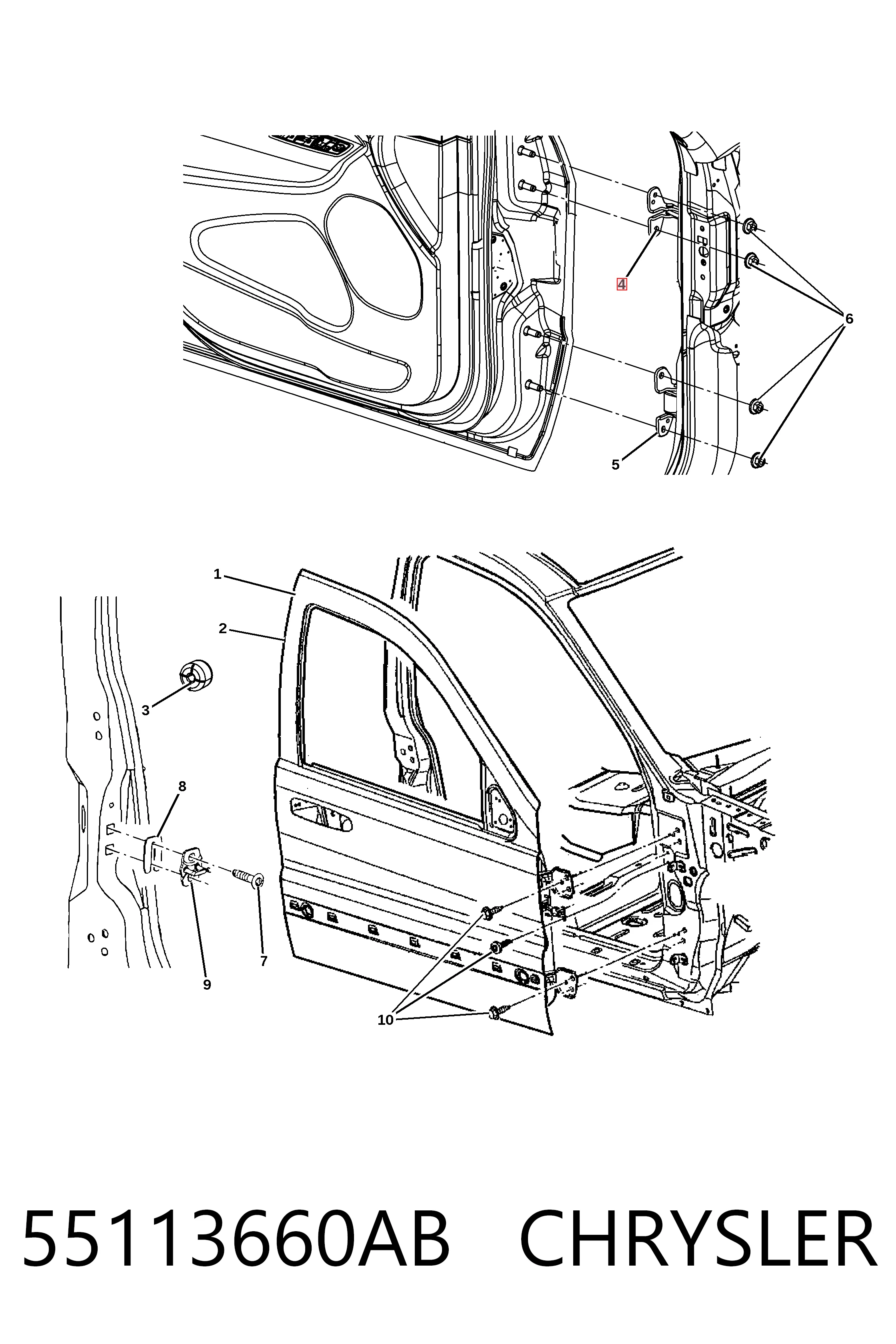 Купити 55113660AC Fiat/Alfa/Lancia Петля передніх дверей, правих