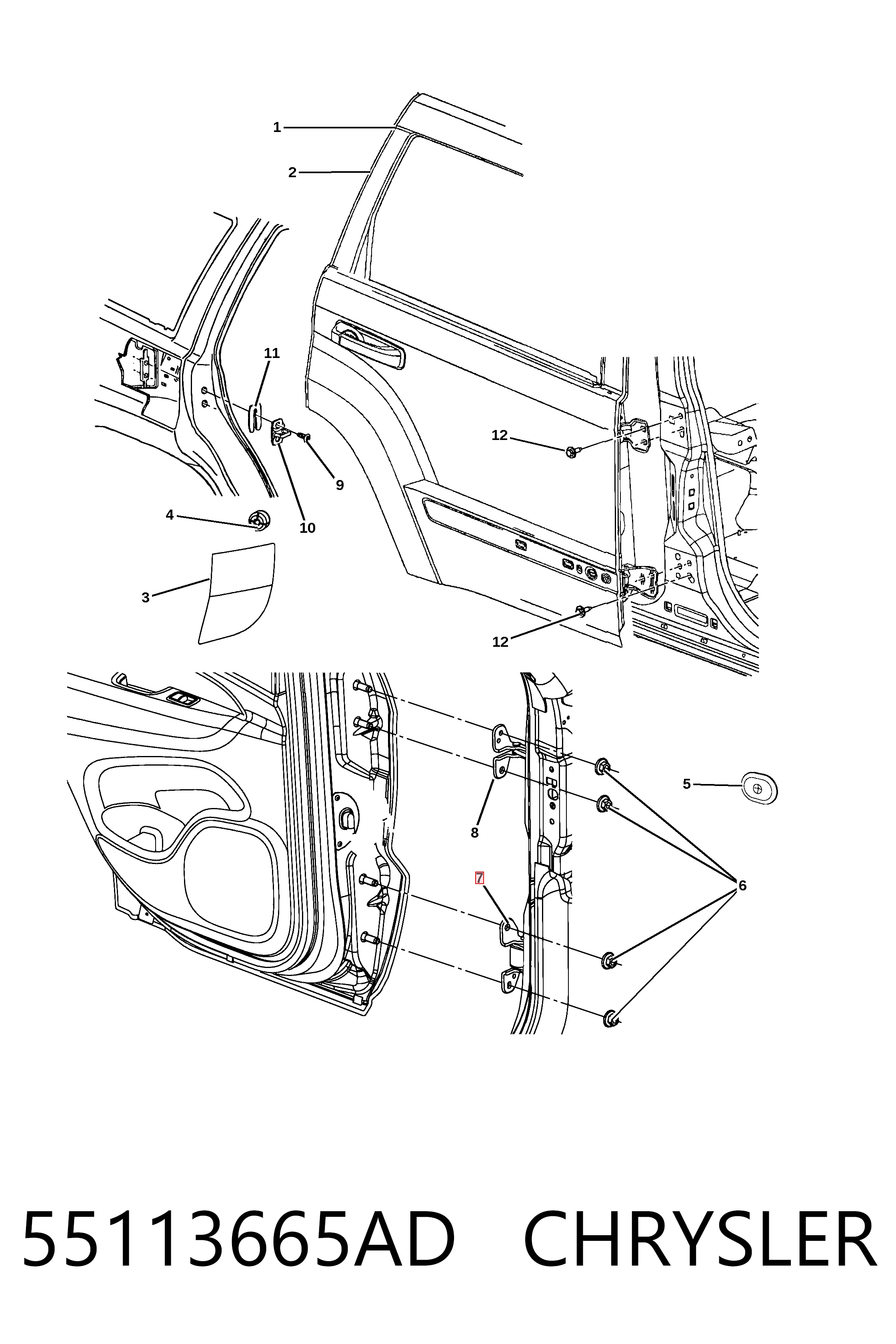 55113665AD Chrysler Петля передніх дверей, лівою