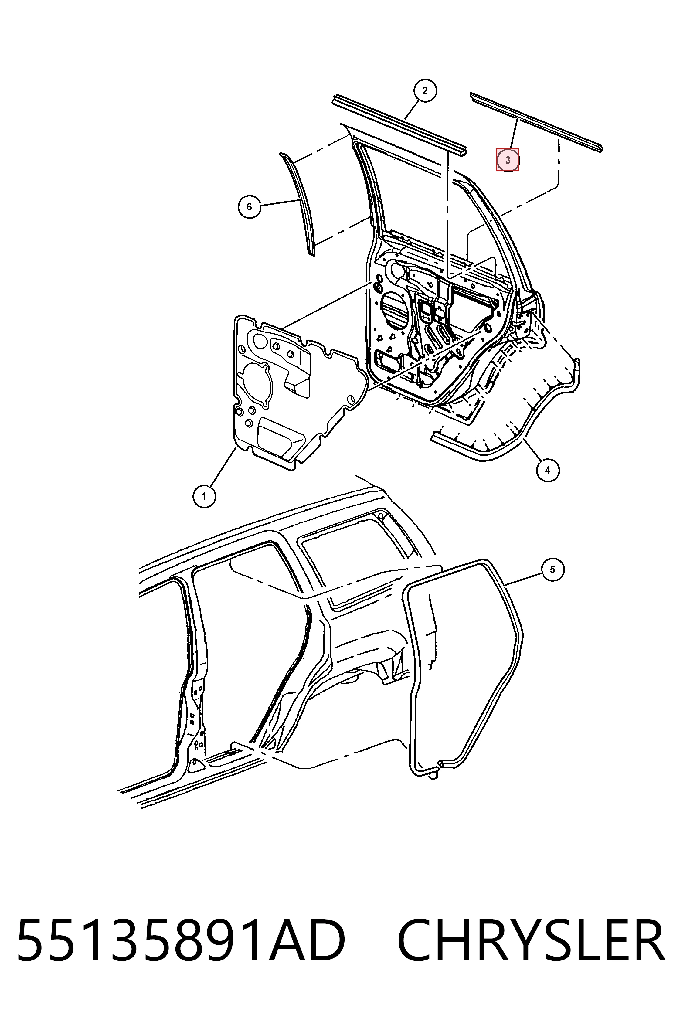 K55135891AF Fiat/Alfa/Lancia Ущільнювач скла задніх дверей, зовнішній (планка)