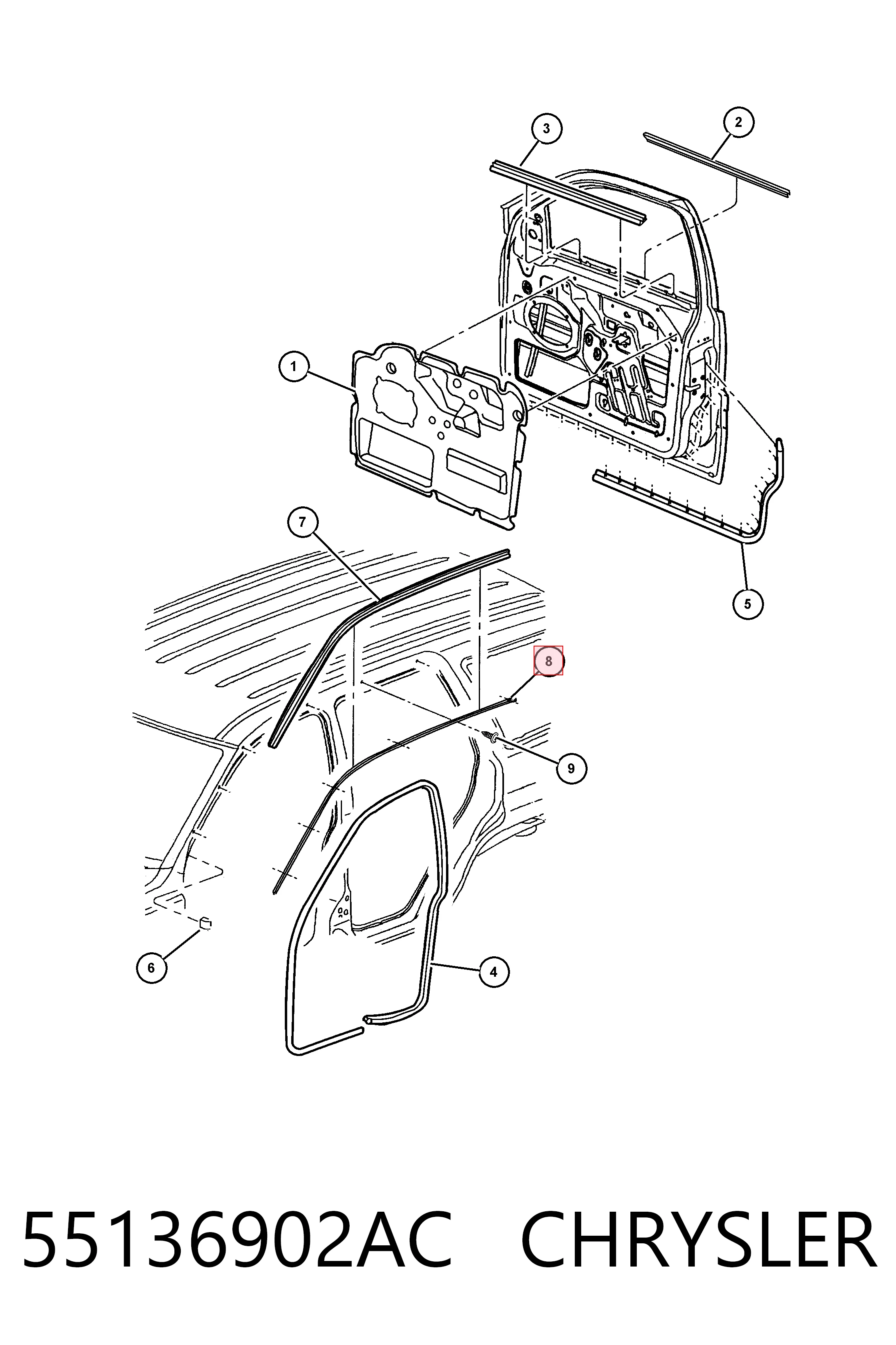 K55136902AE Fiat/Alfa/Lancia Захисна накладка переднього скла права