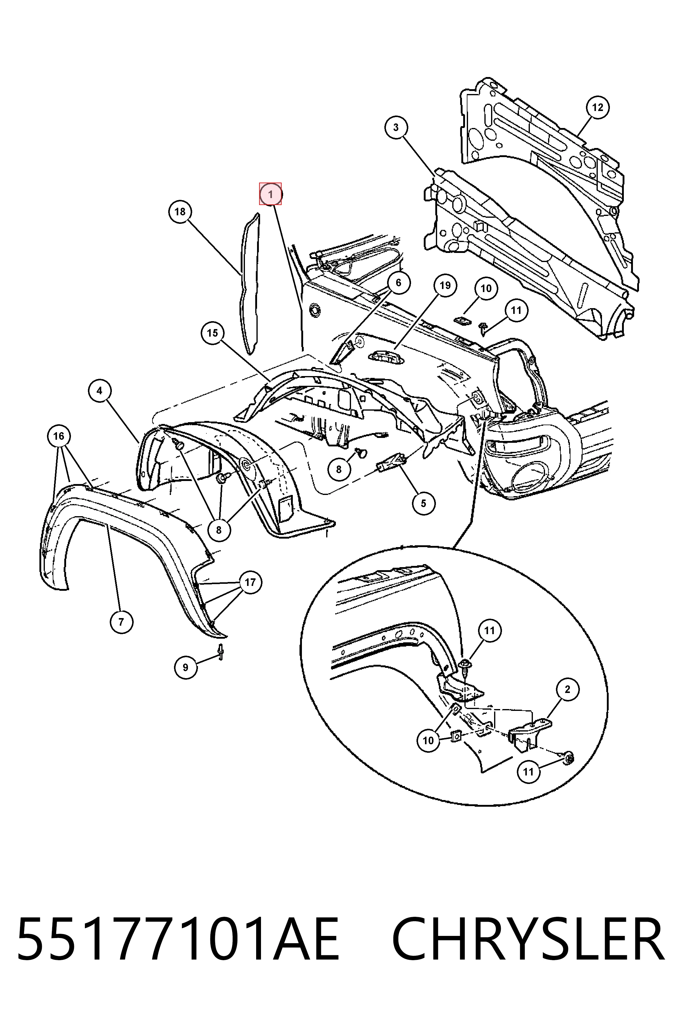 Ліве переднє крило Jeep Liberty/Cherokee позашляховик (KJ) (2002 - 2007) ціна, від 40.90 USD