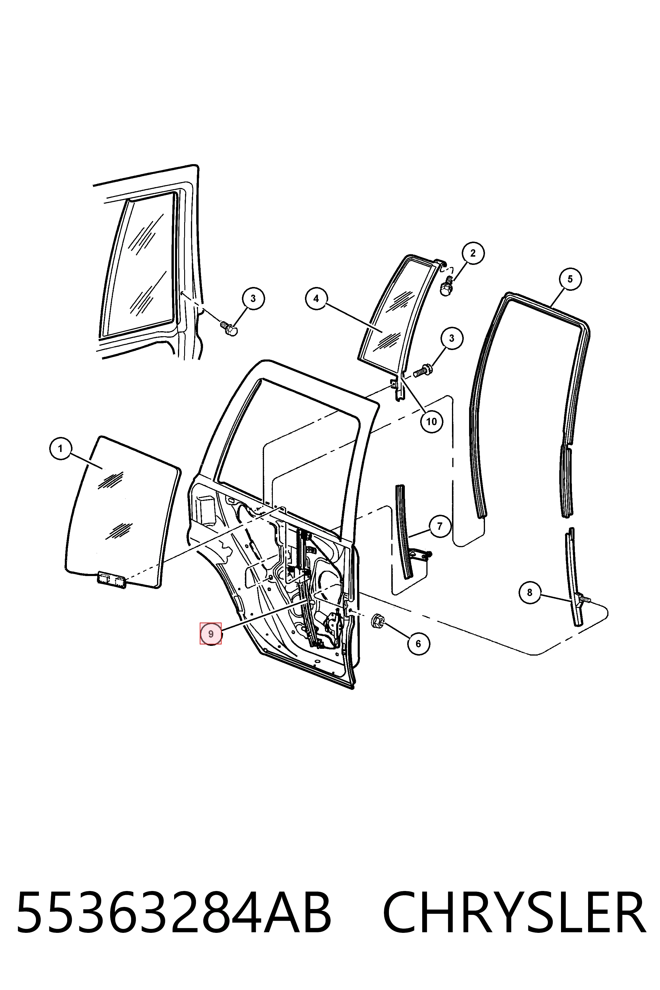 Купити K55363284AB Fiat/Alfa/Lancia Механізм склопідіймача двері задньої, правої