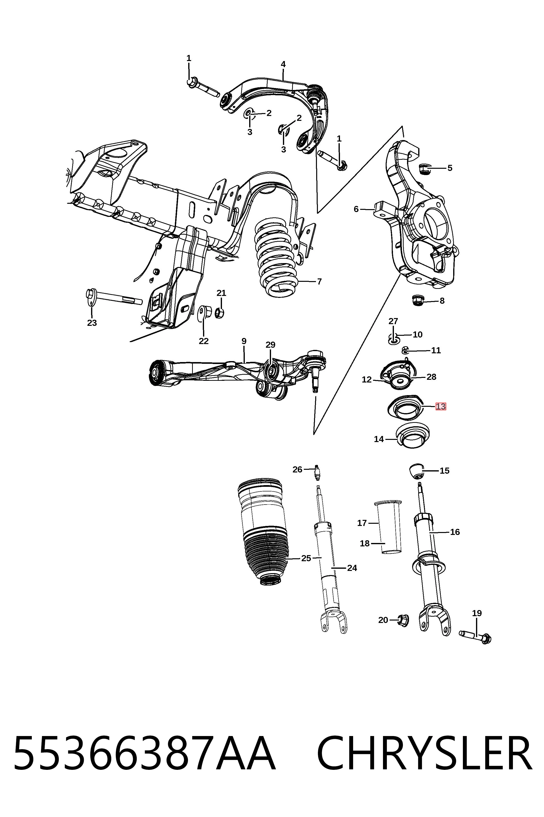 55366387AA Chrysler Кріплення переднього амортизатора