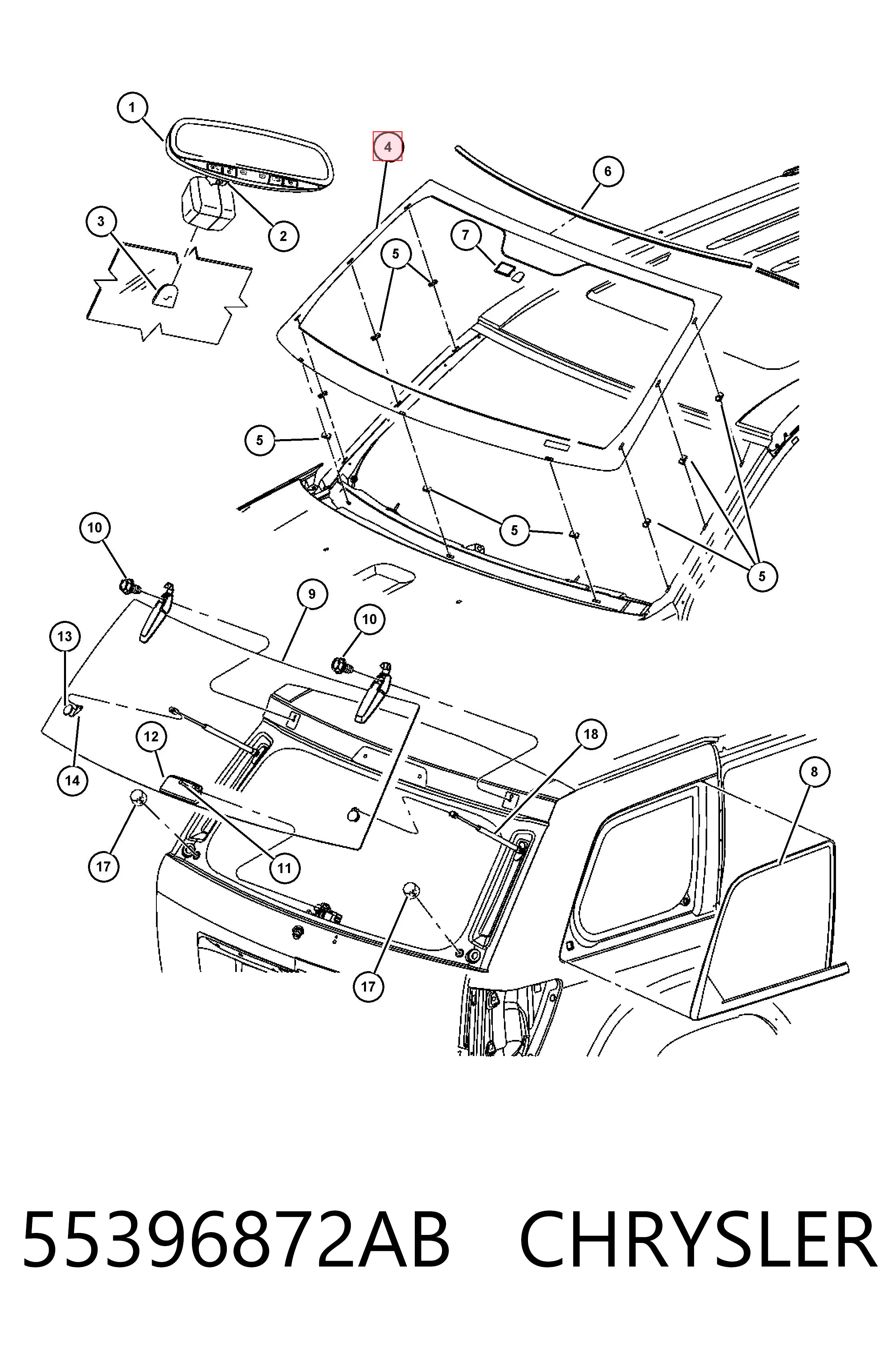 Автоскло Fiat/Alfa/Lancia K55396872AC ціна, від 95.58 USD