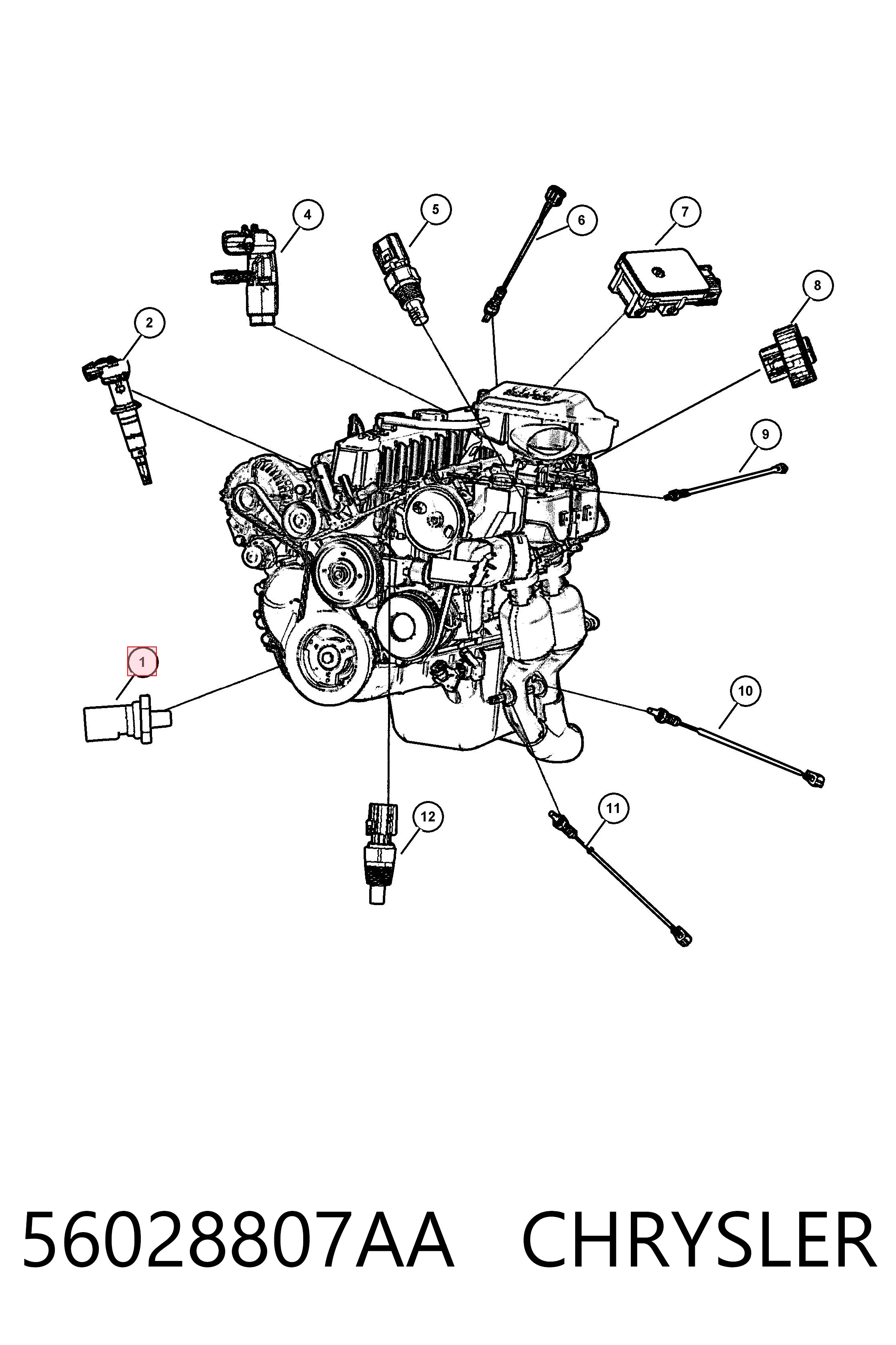 56028807AA Chrysler Датчик показника тиску масла