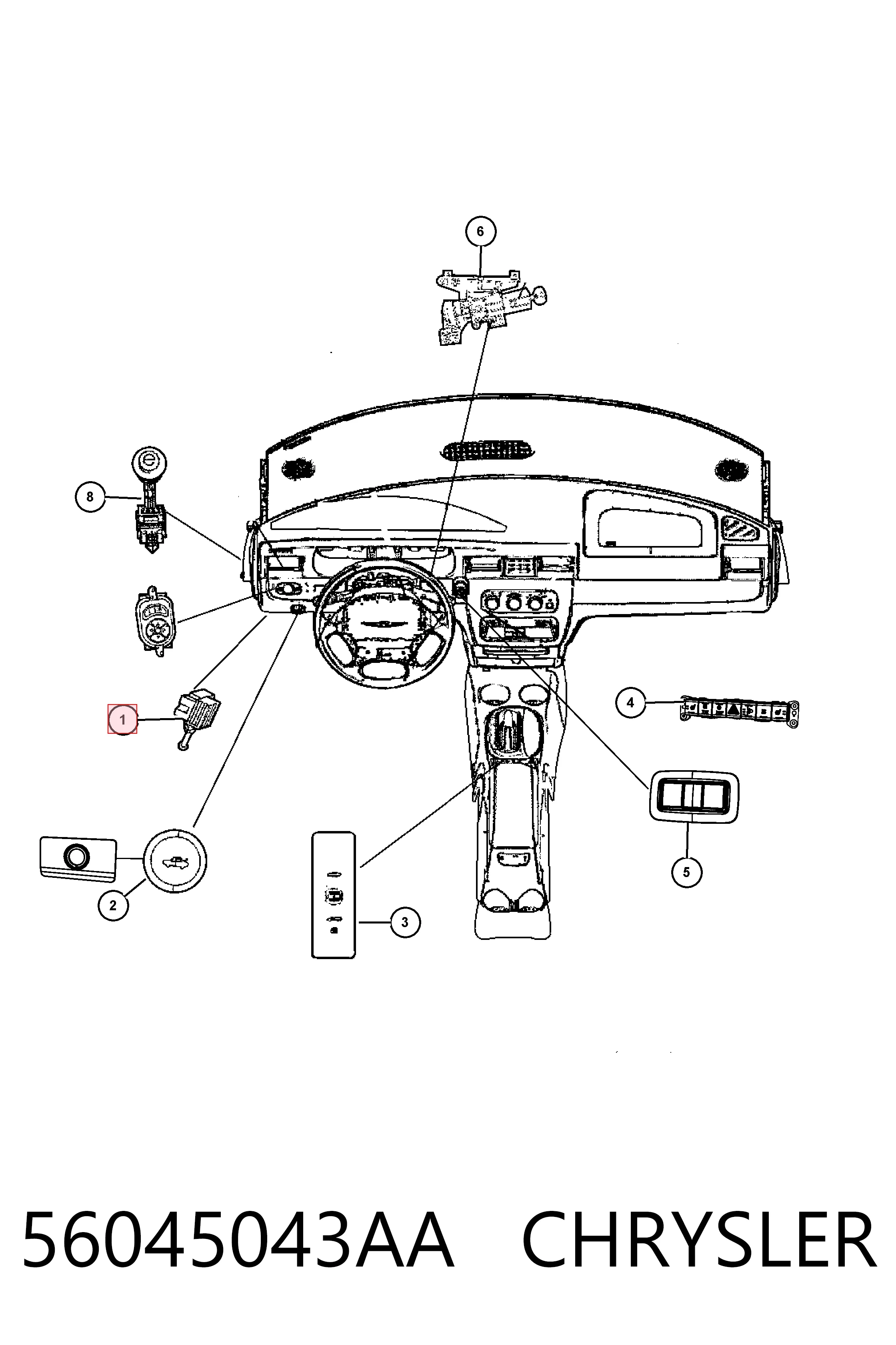 56045043AA Chrysler Лягушка стоп-сигналу