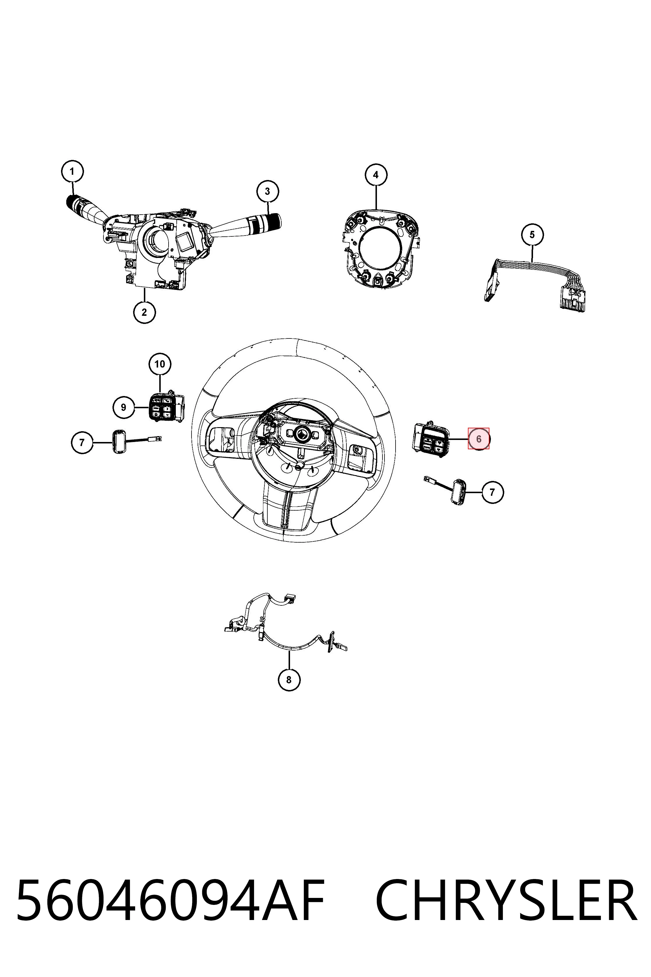 56046094AF Chrysler Блок кнопкових перемикачів кермового колеса