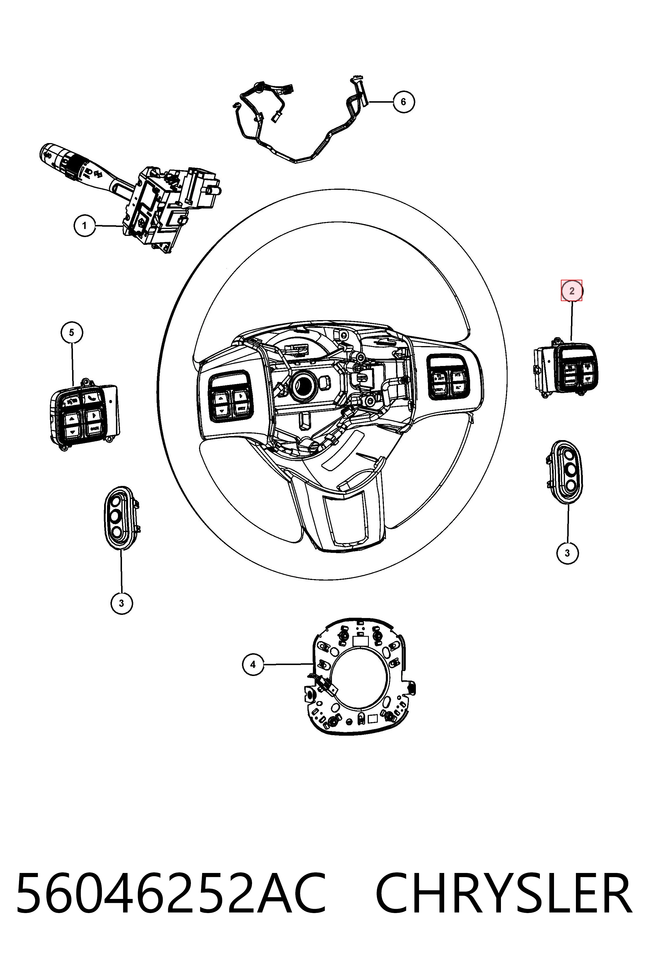 56046252AC Chrysler Блок кнопкових перемикачів кермового колеса