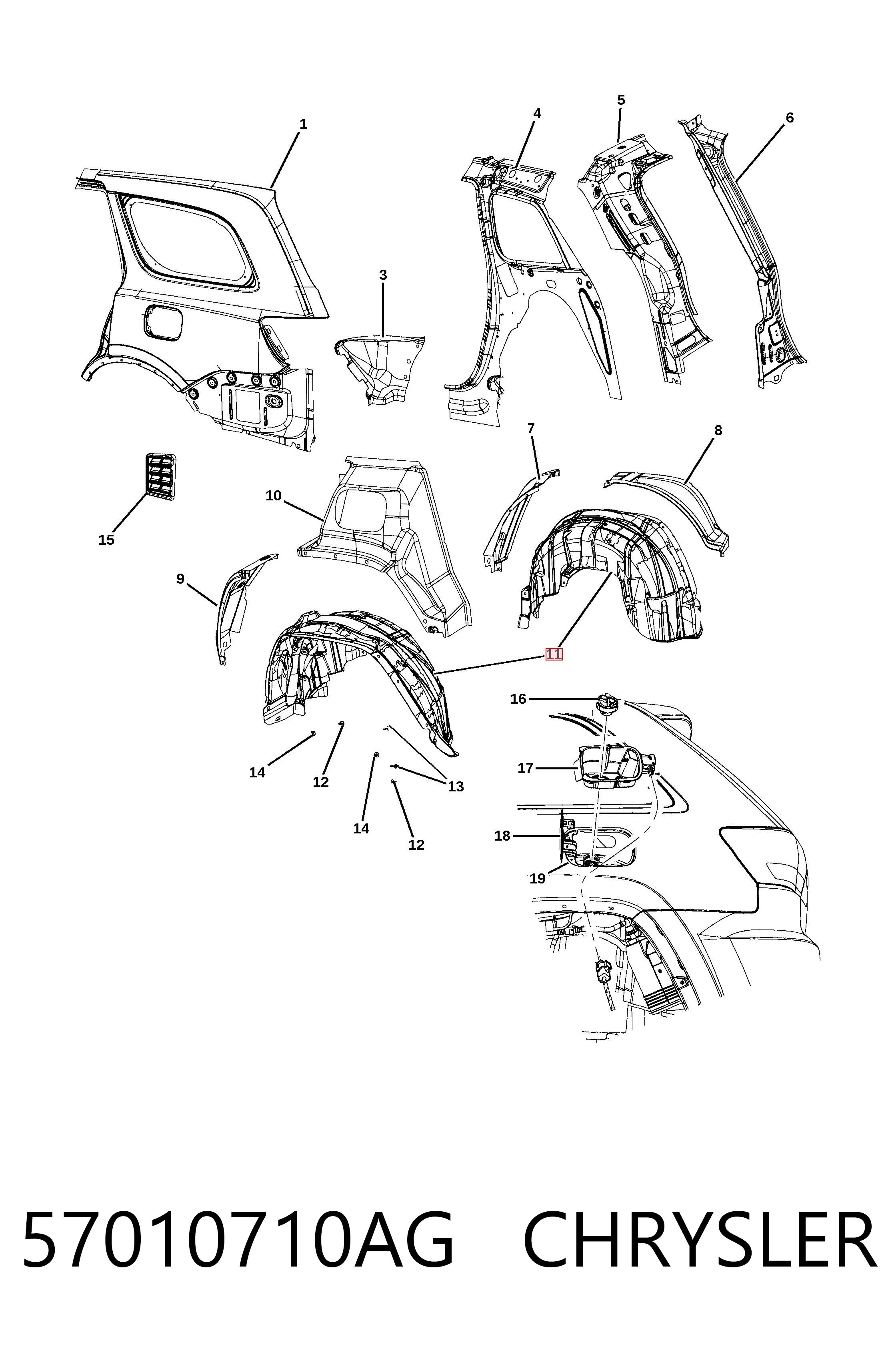 Купити K57010710AL Fiat/Alfa/Lancia Підкрилок заднього крила, правий