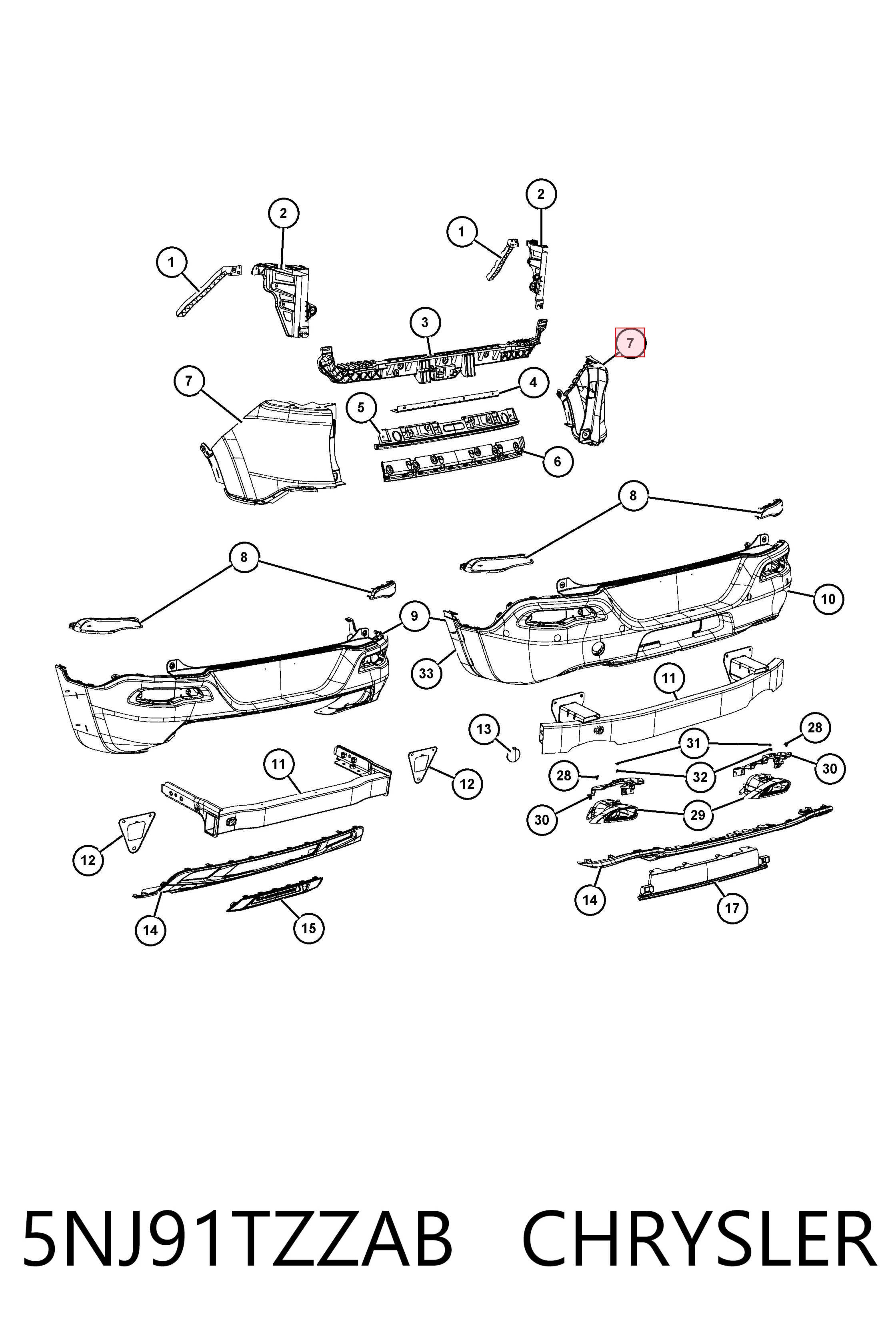 K5NJ91TZZAC Fiat/Alfa/Lancia Бампер задній, ліва частина