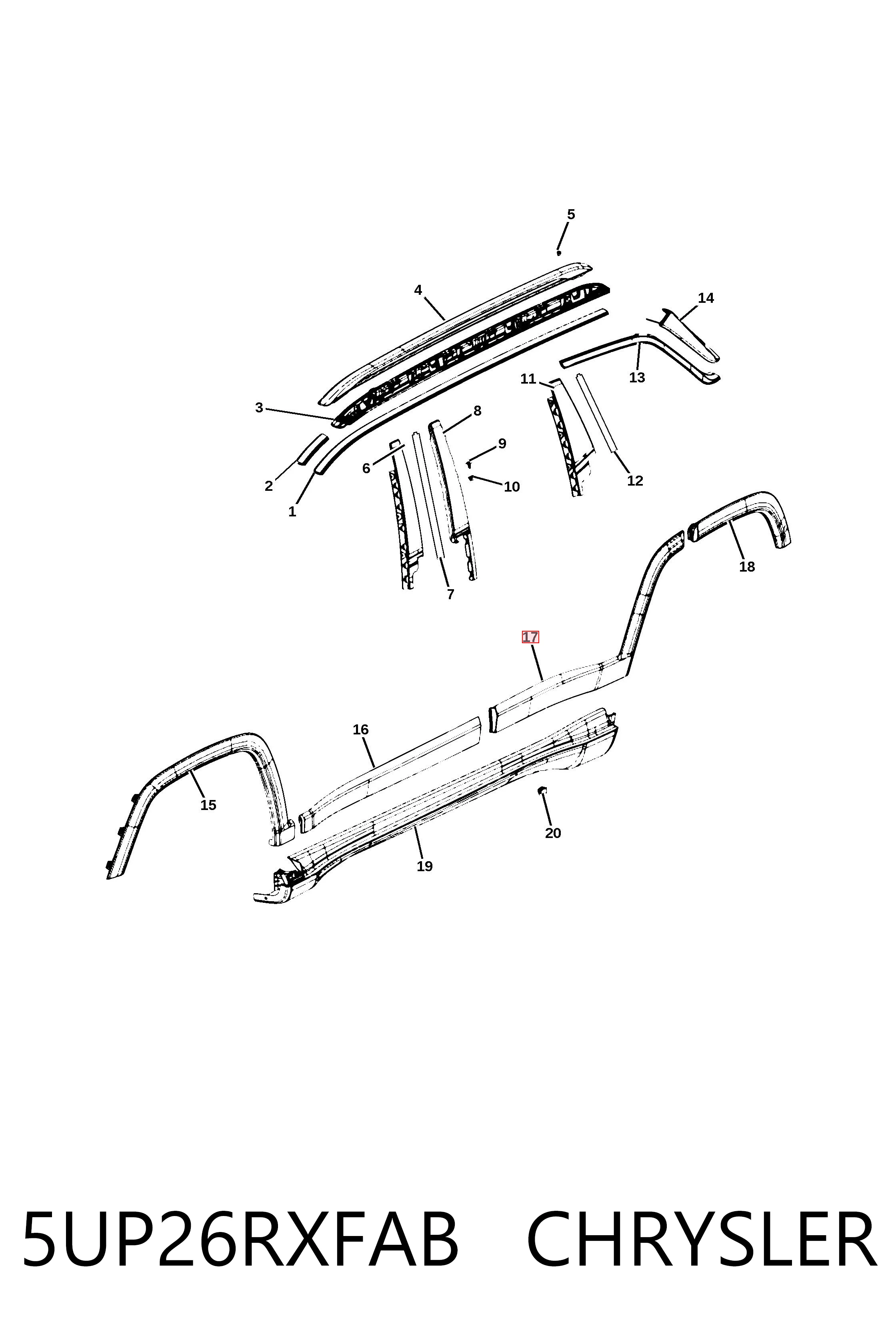 JPC745256AR Rhino Молдинг задніх правих дверей