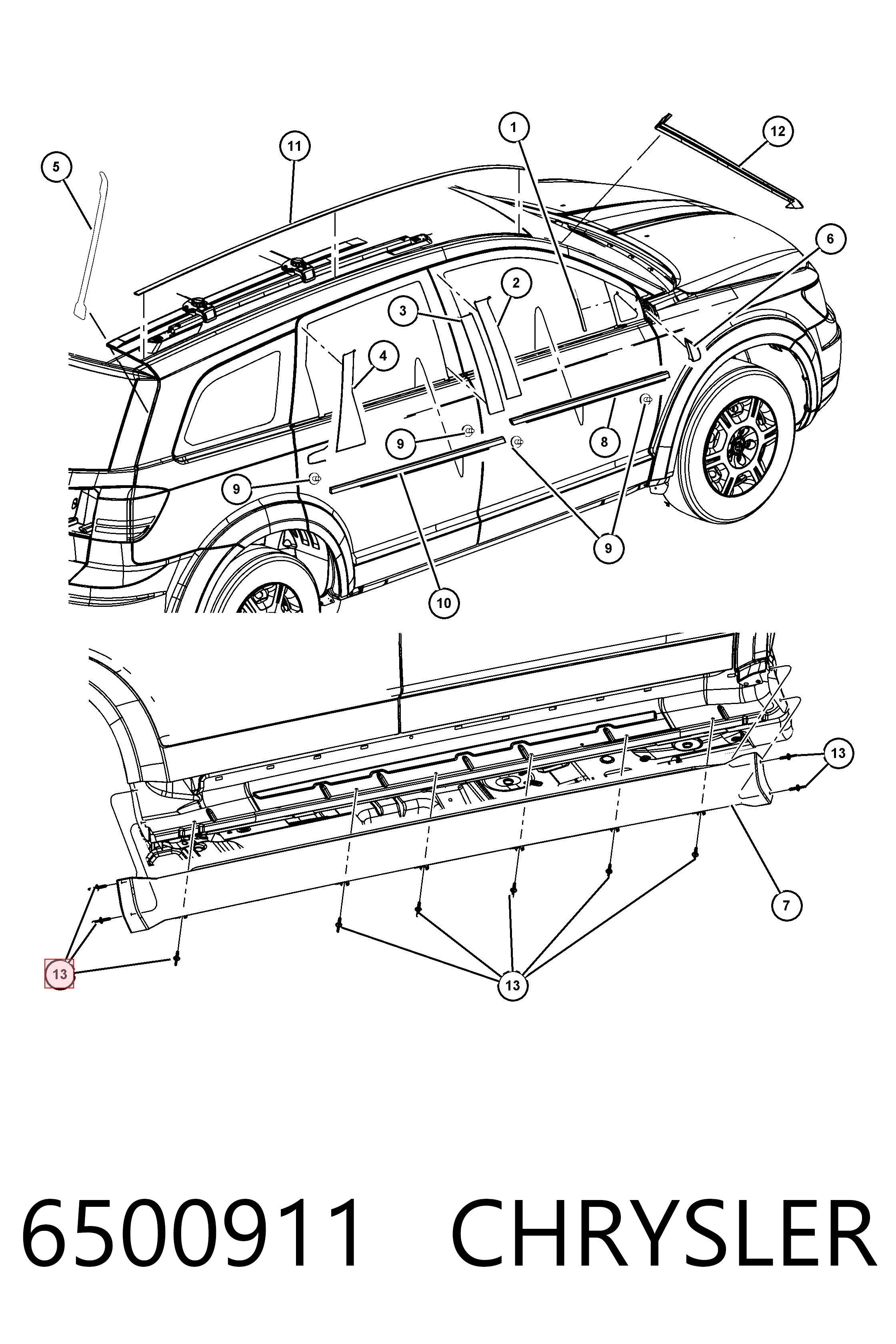 6500911 Chrysler Пістон (кліп) кріплення підкрилки переднього крила