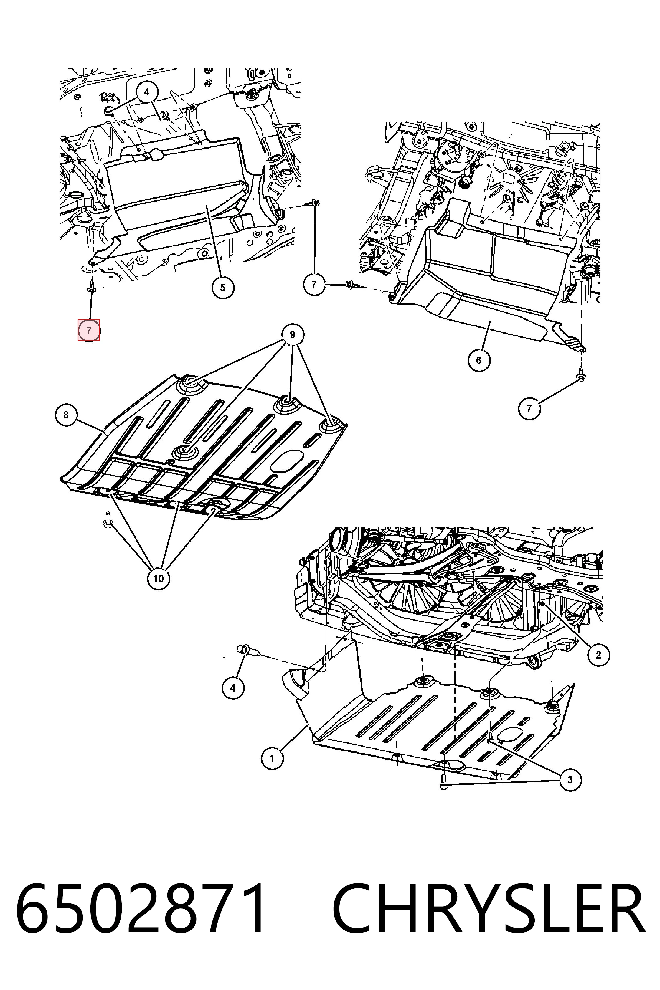 6502871 Chrysler Пістон (кліп) кріплення підкрилки переднього крила