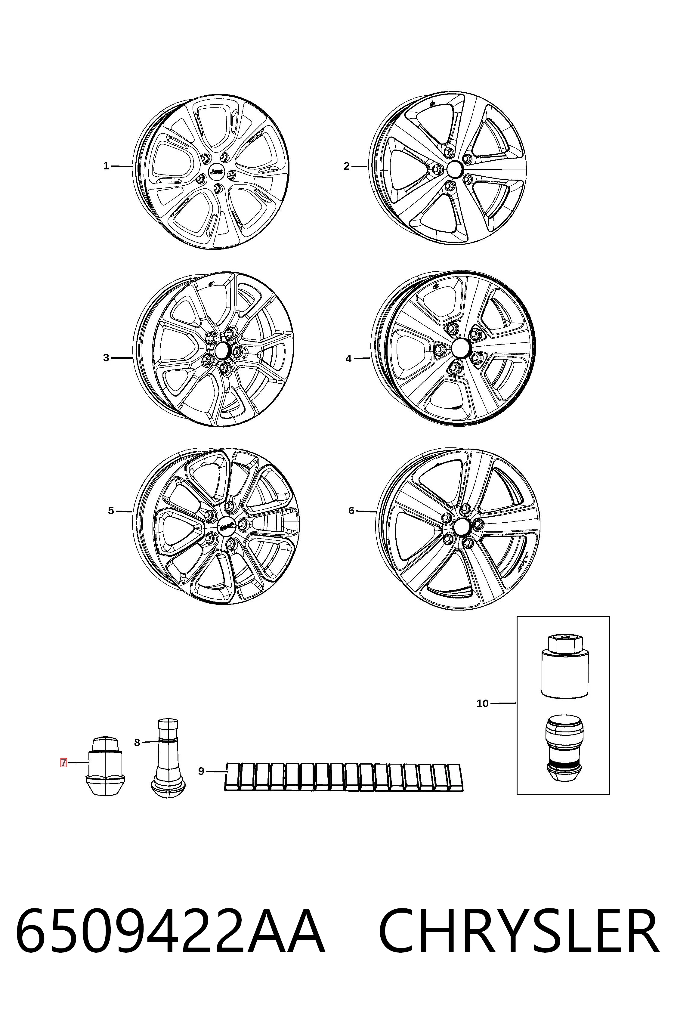6509422AA Chrysler Гайка колеса