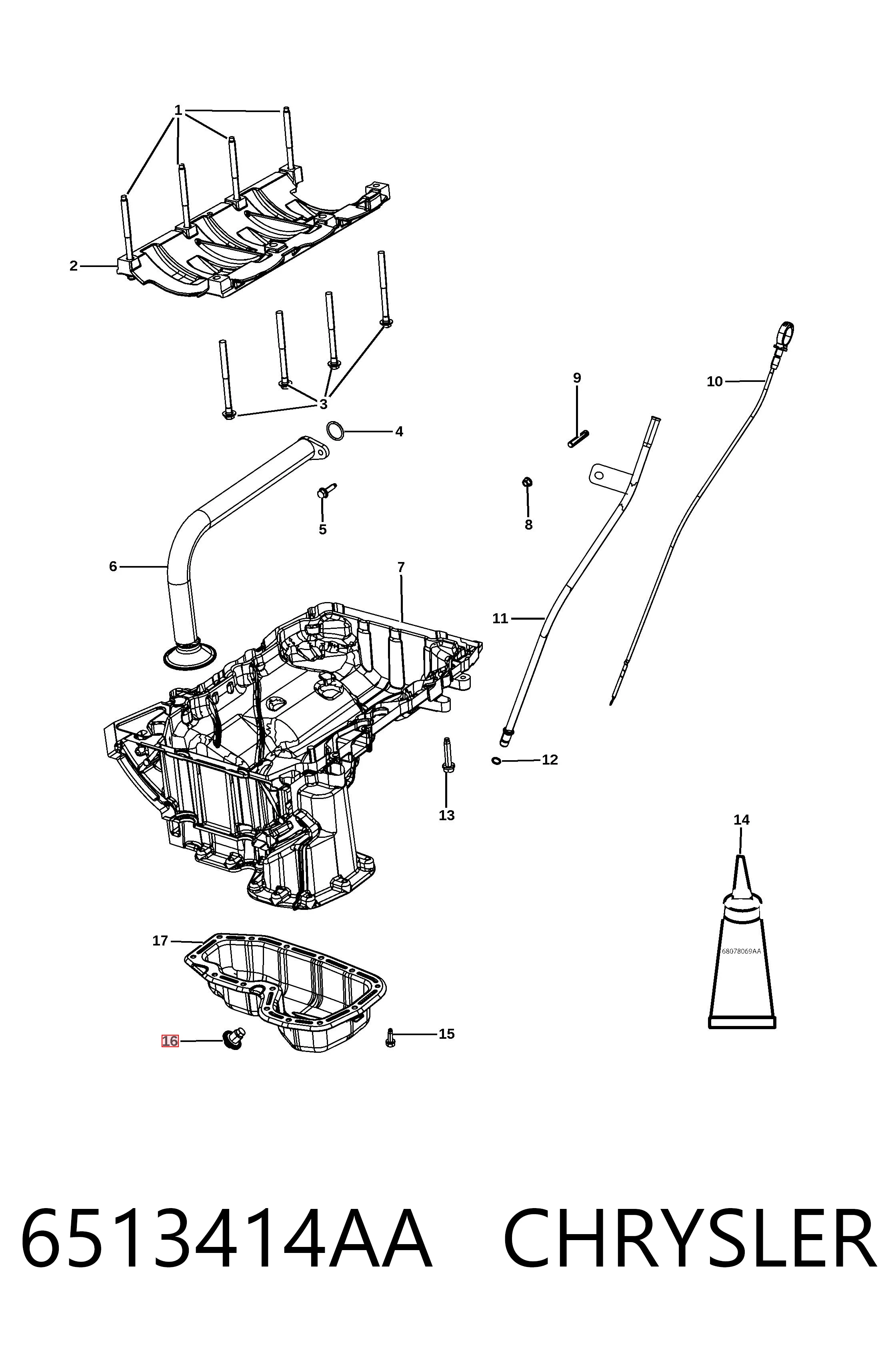 6513414AA Chrysler Пробка піддона двигуна
