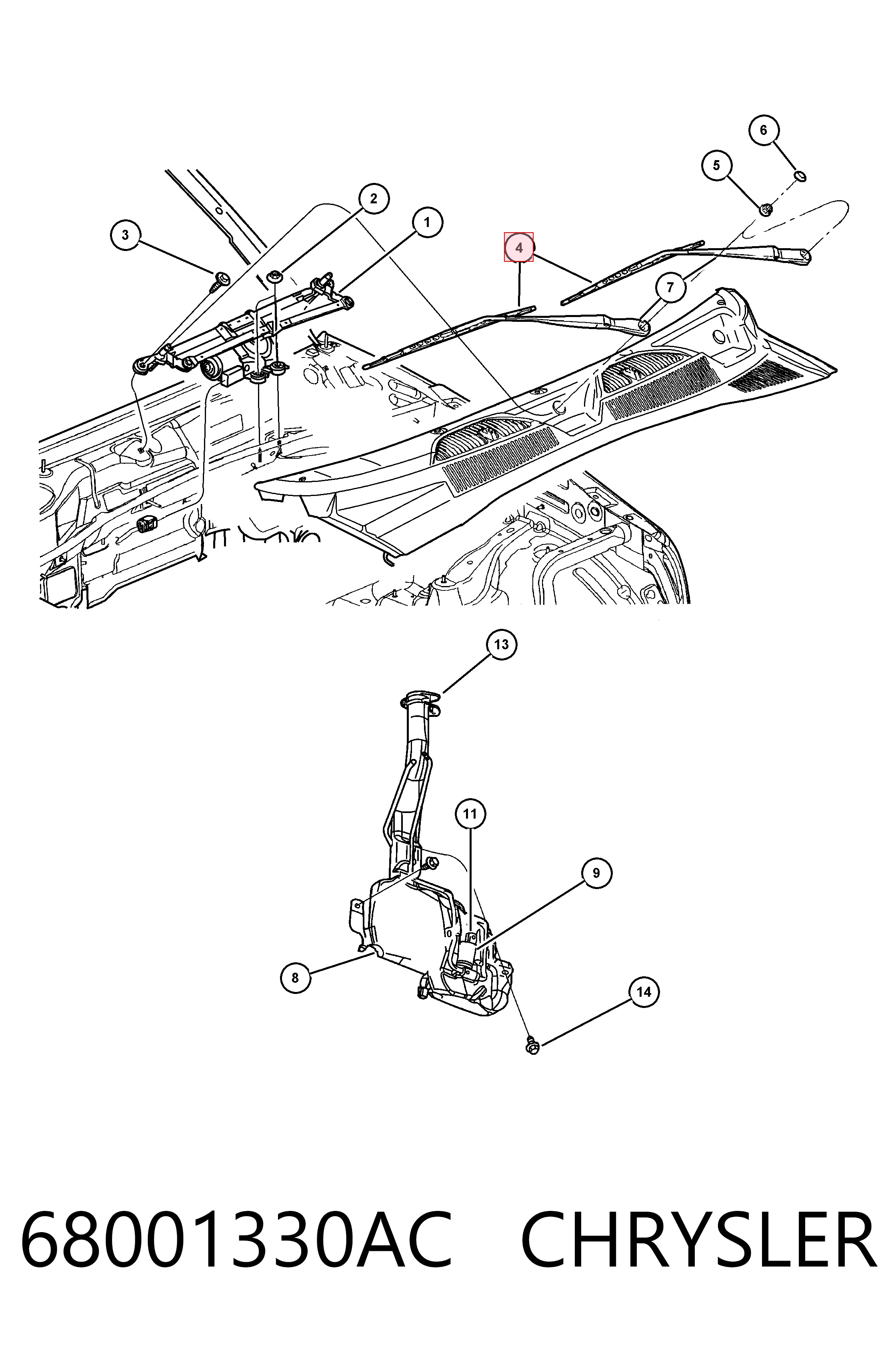 68001330AC Chrysler Склоочисники лобового скла