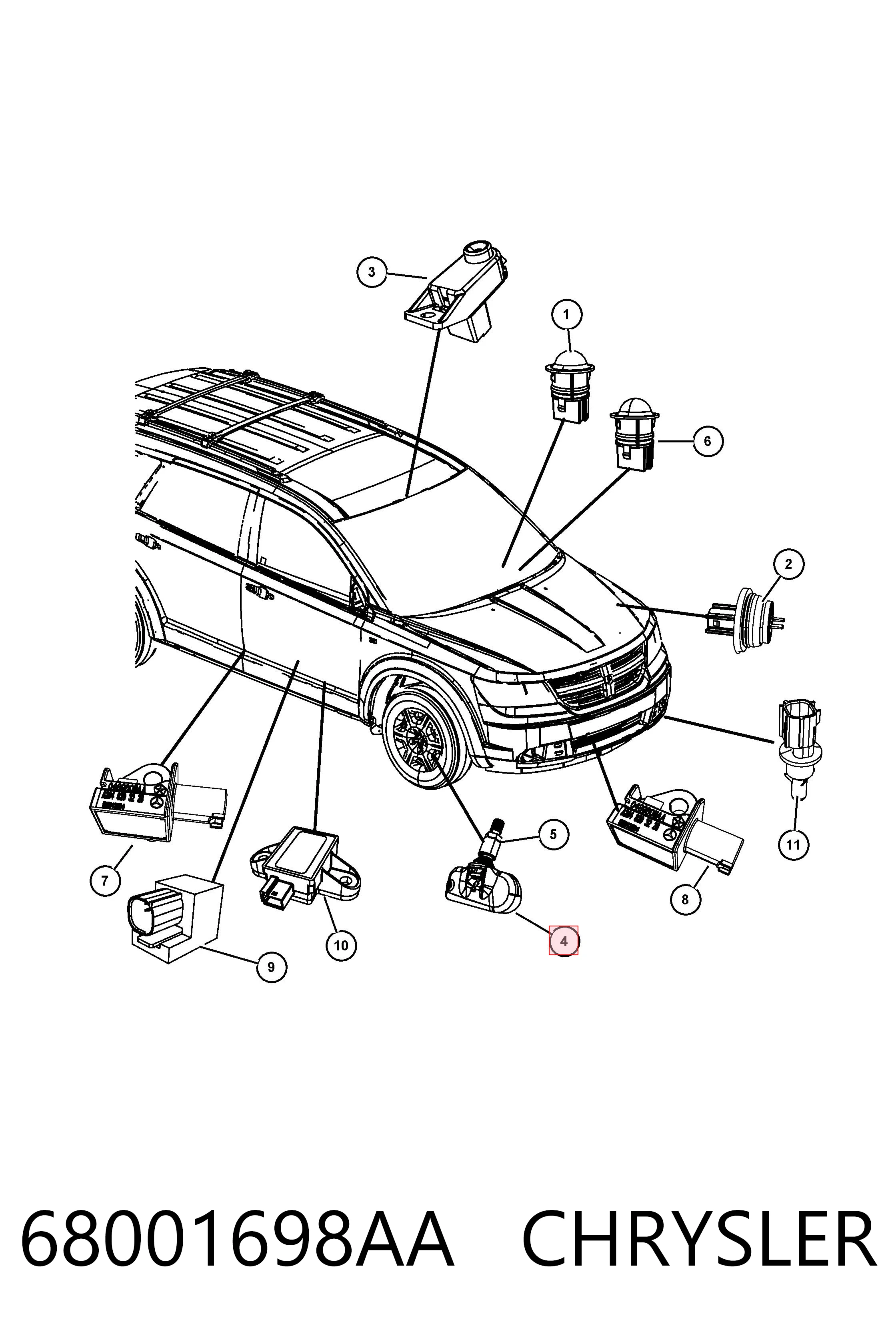 Купити K68001698AC Fiat/Alfa/Lancia Датчик контролю тиску в шинах