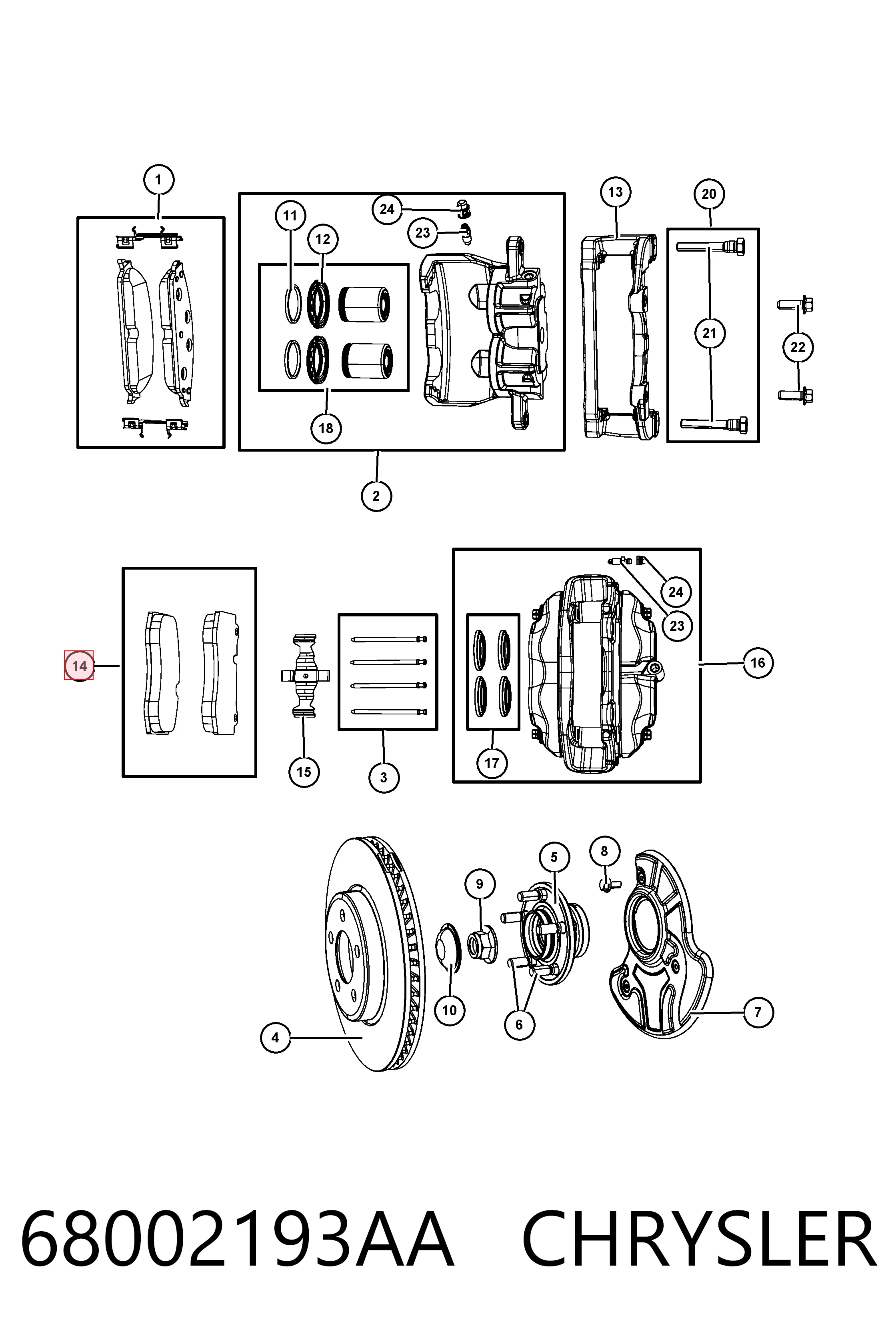 68002193AA Chrysler Передні гальмівні колодки