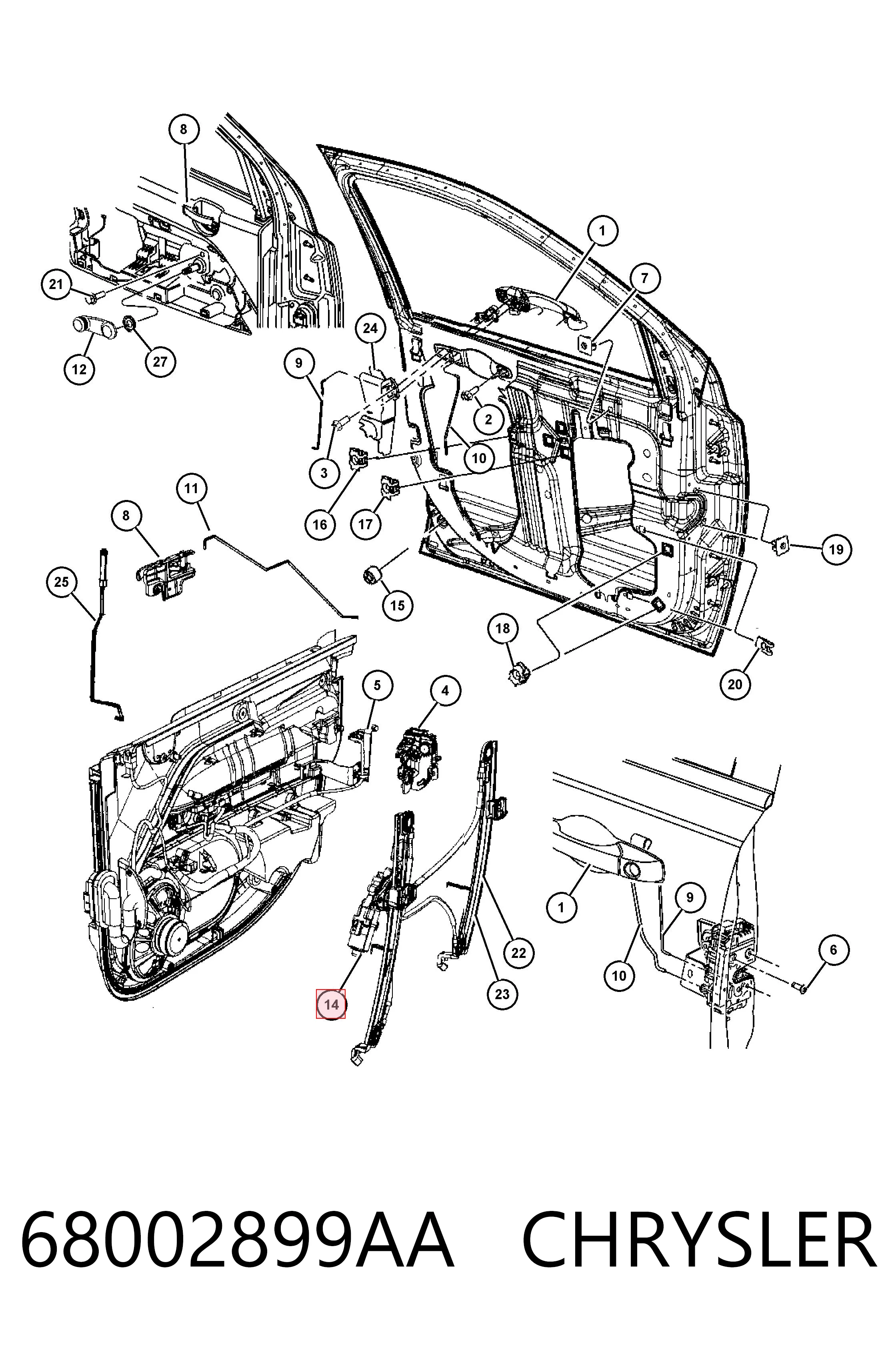 68002899AA Chrysler Мотор склопідйомника водійських дверей