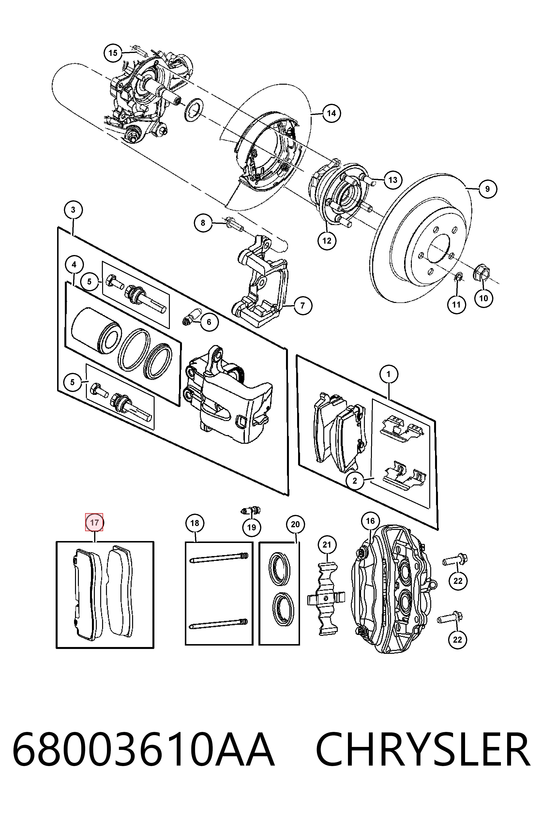 68003610AA Chrysler Колодки гальмівні задні, дискові