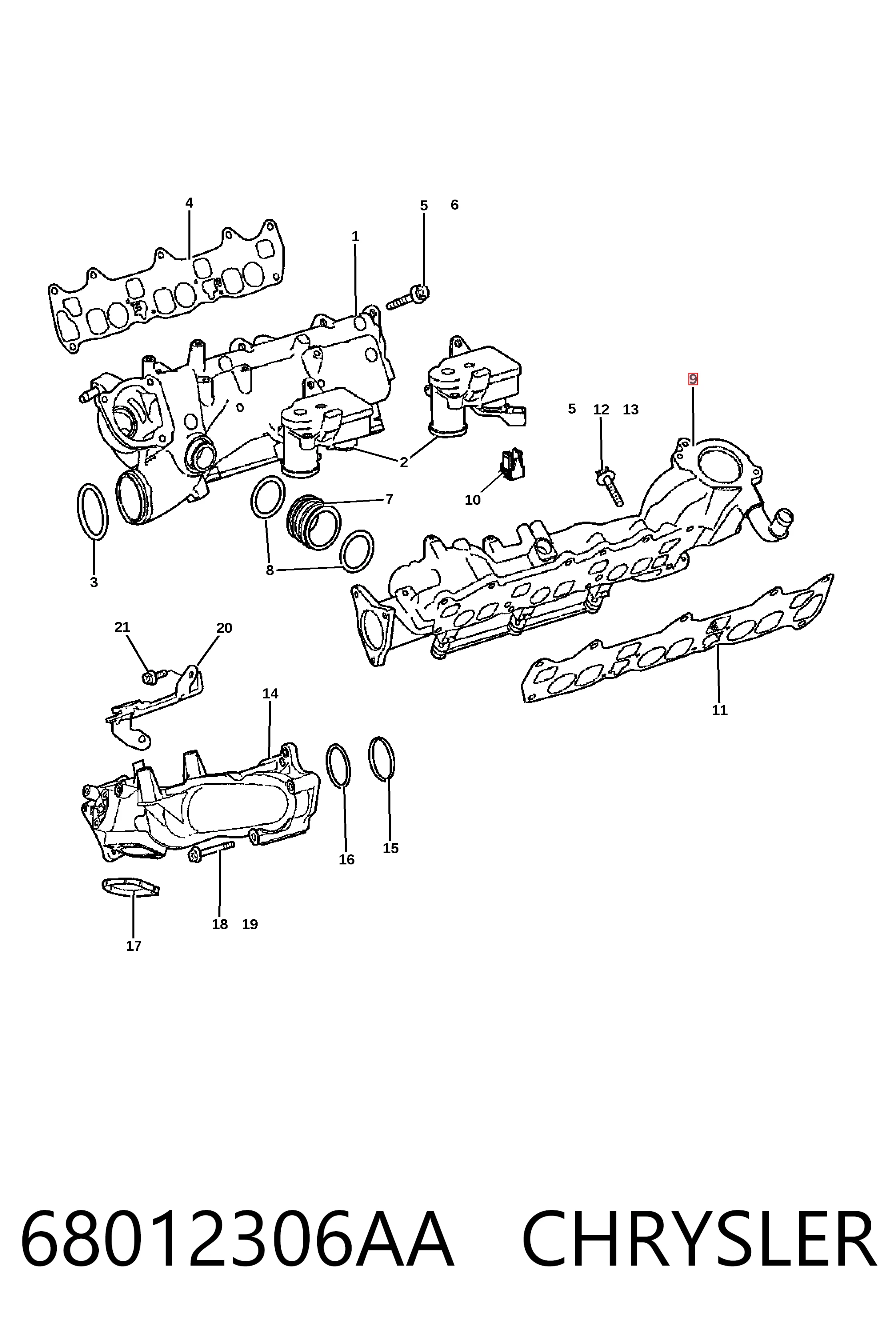 Купити K05175672AB Fiat/Alfa/Lancia Колектор впускний, лівий