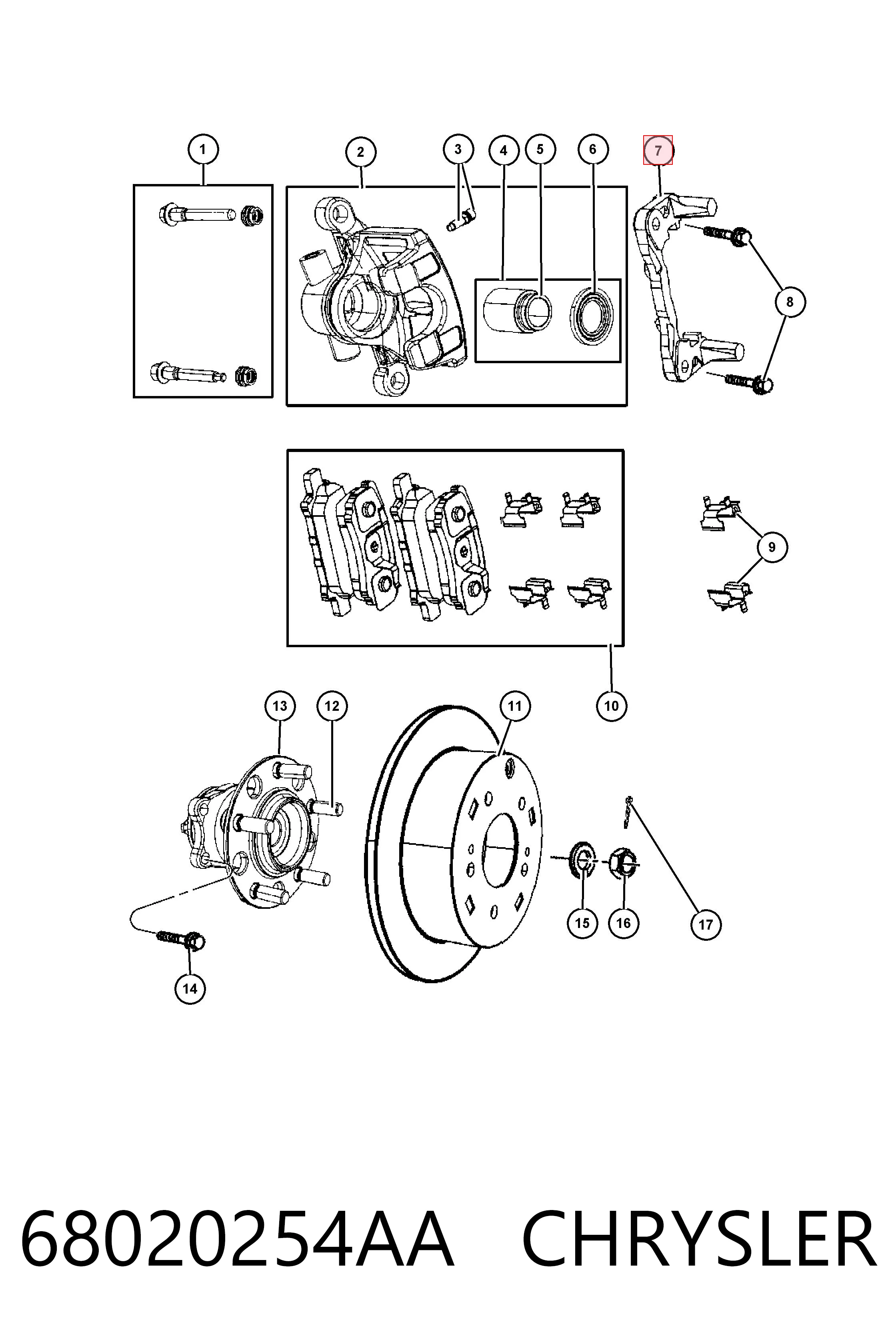 68020254AA Chrysler Скоба супорту заднього