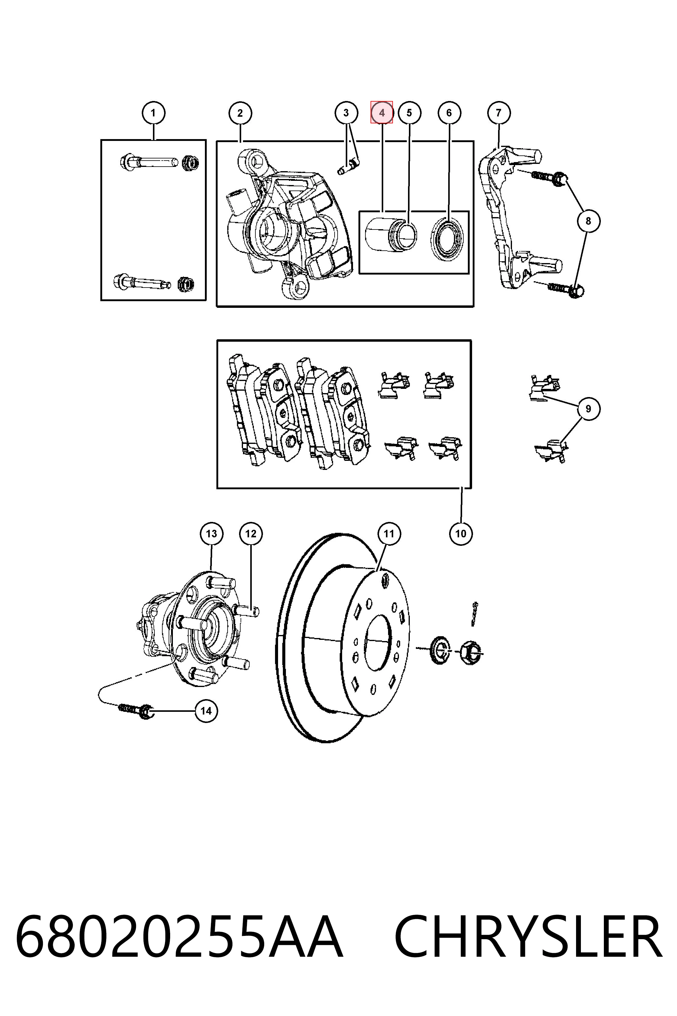 Купити K68020255AB Fiat/Alfa/Lancia Супорт гальмівного, заднього