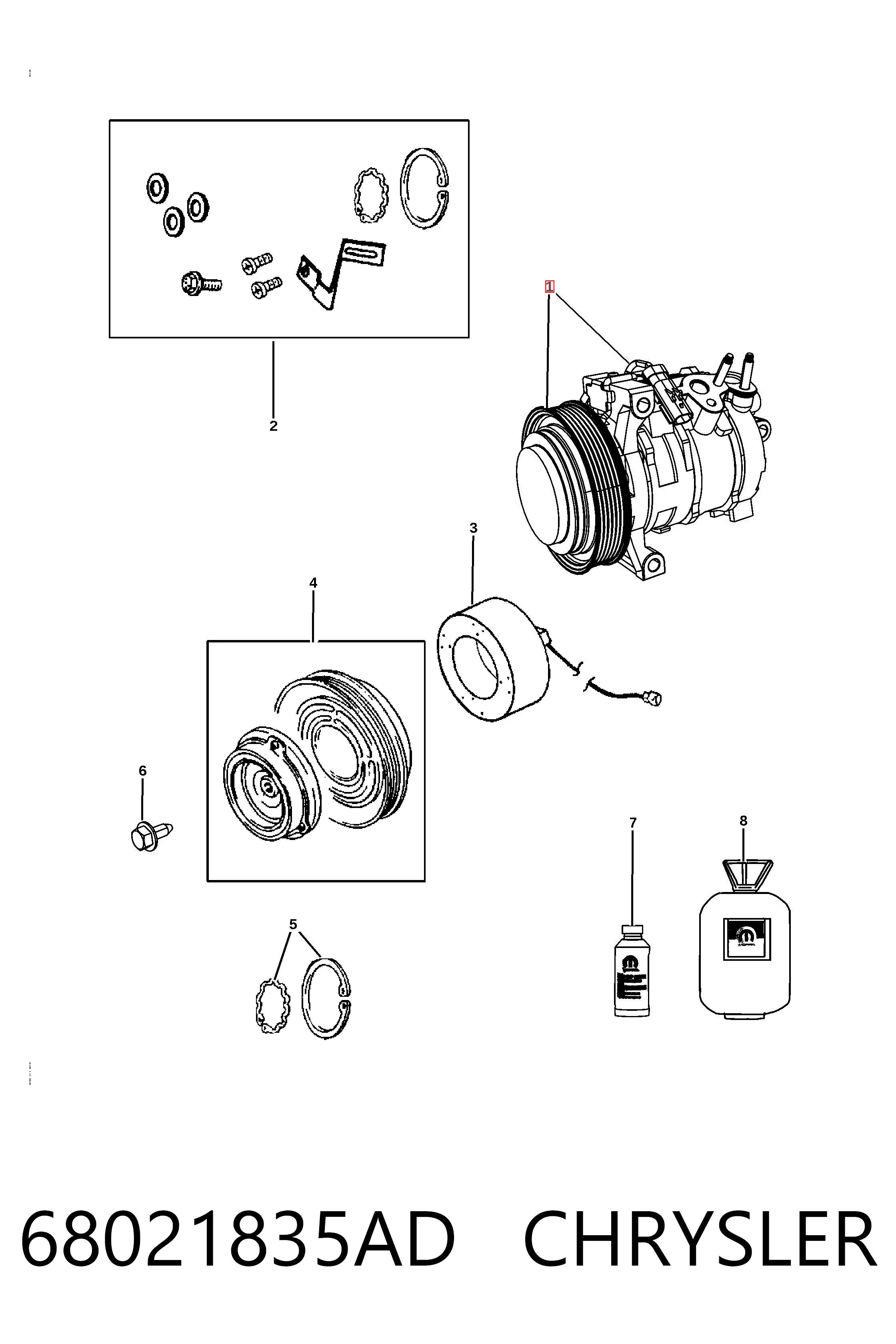 68021835AD Chrysler Компресор холодоагенту