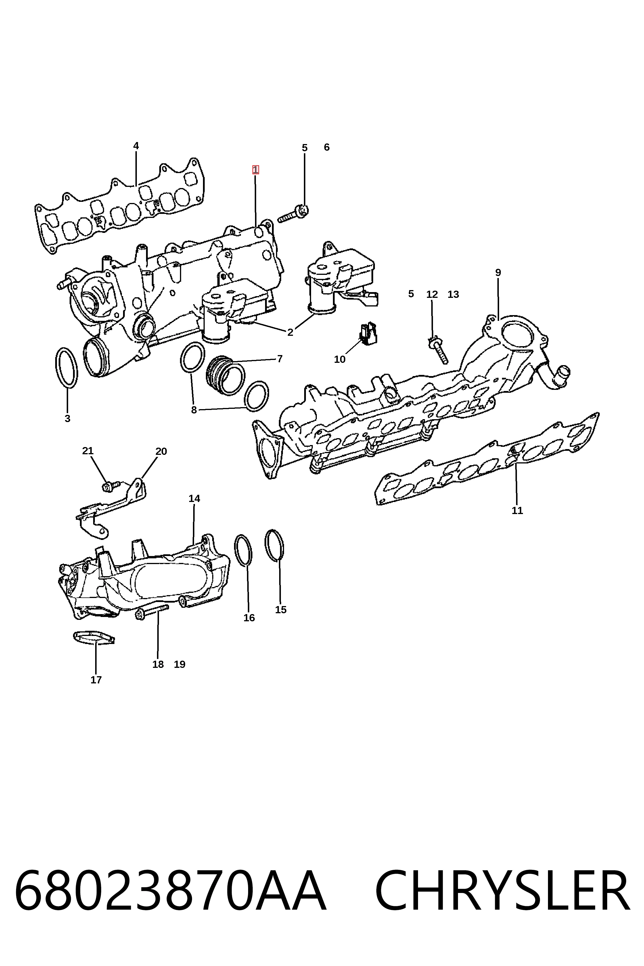 Колектор впускний, правий Fiat/Alfa/Lancia K05175642AA